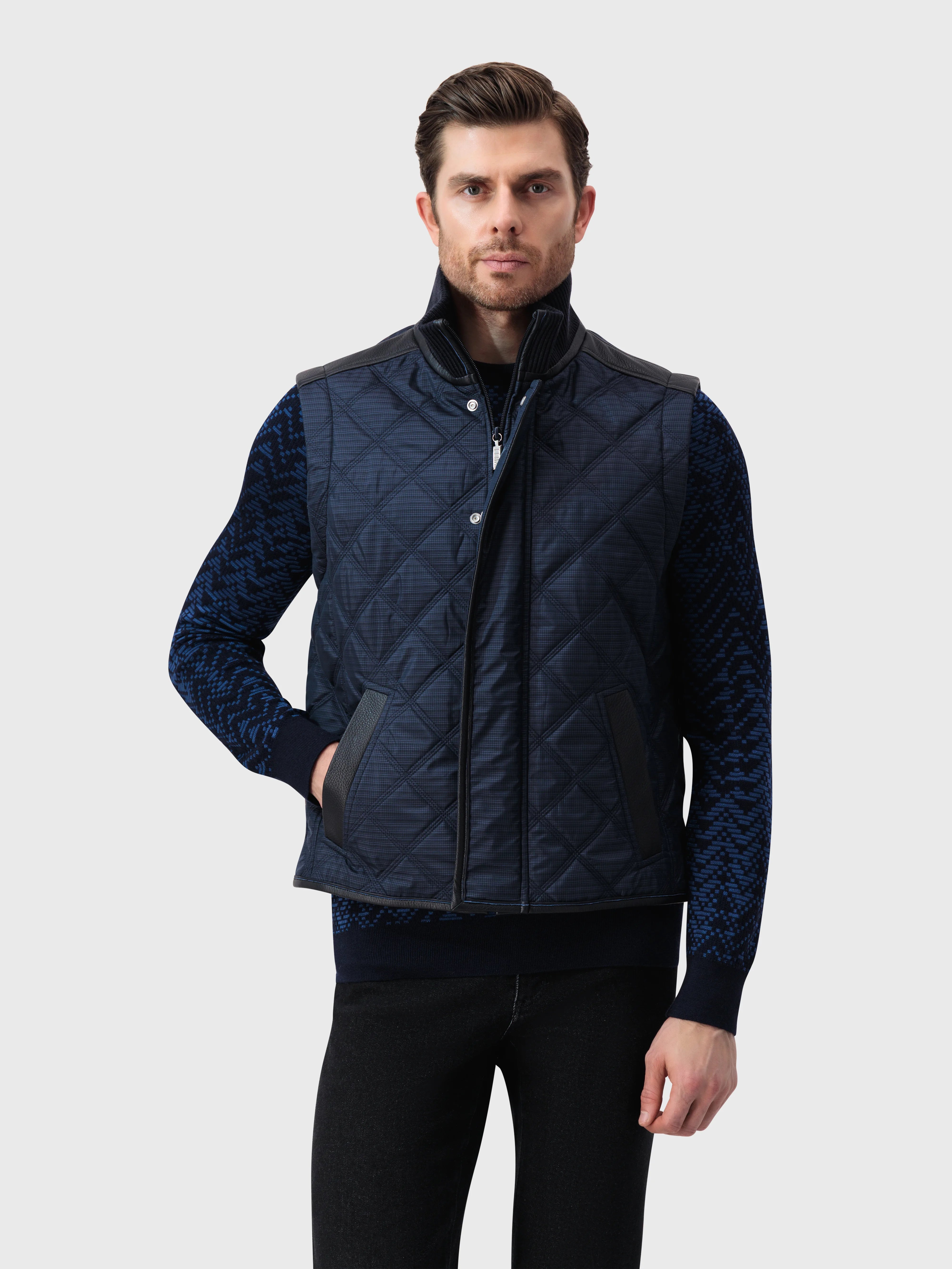 Diamond Patterned Gilet - Dark Navy