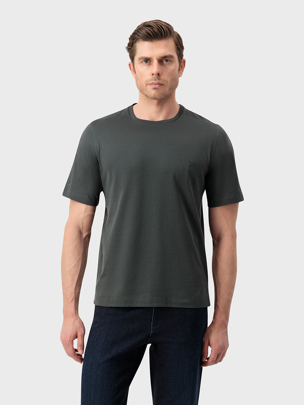 "ZILLI Club Lion" Embroidery Cotton Shirt - Deep Military
