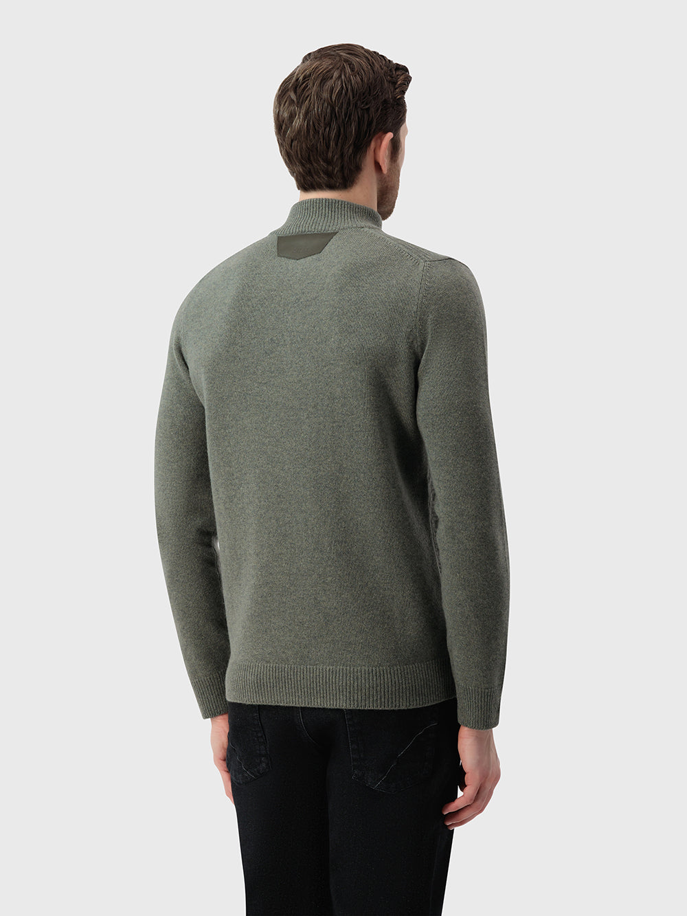 100% Lambswool Fitted Half-Zip Sweater - Winter Eucaliptum