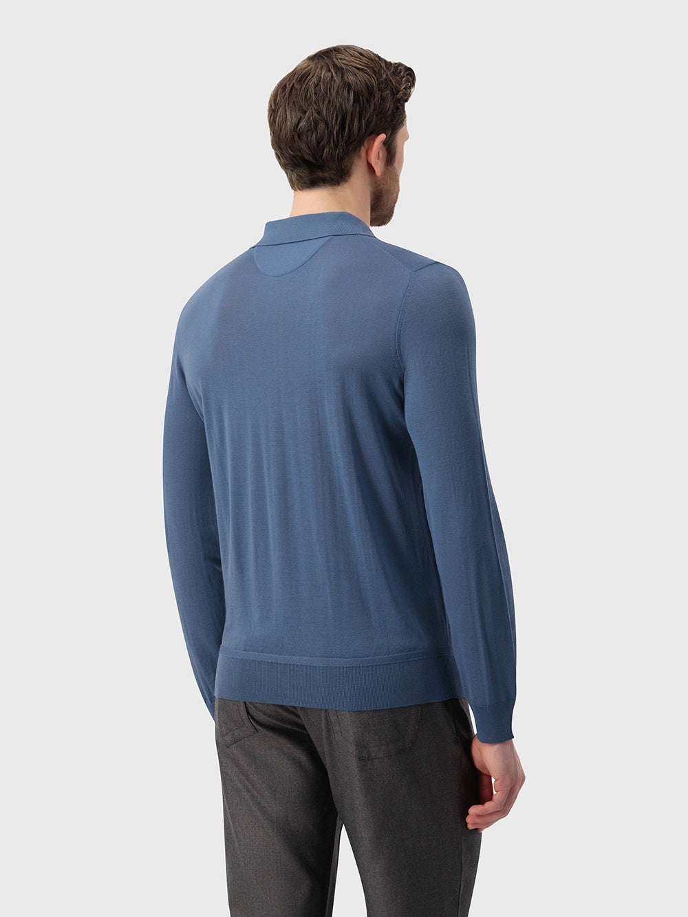 Wool Polo Half-Zip Knit – Oxford Blue
