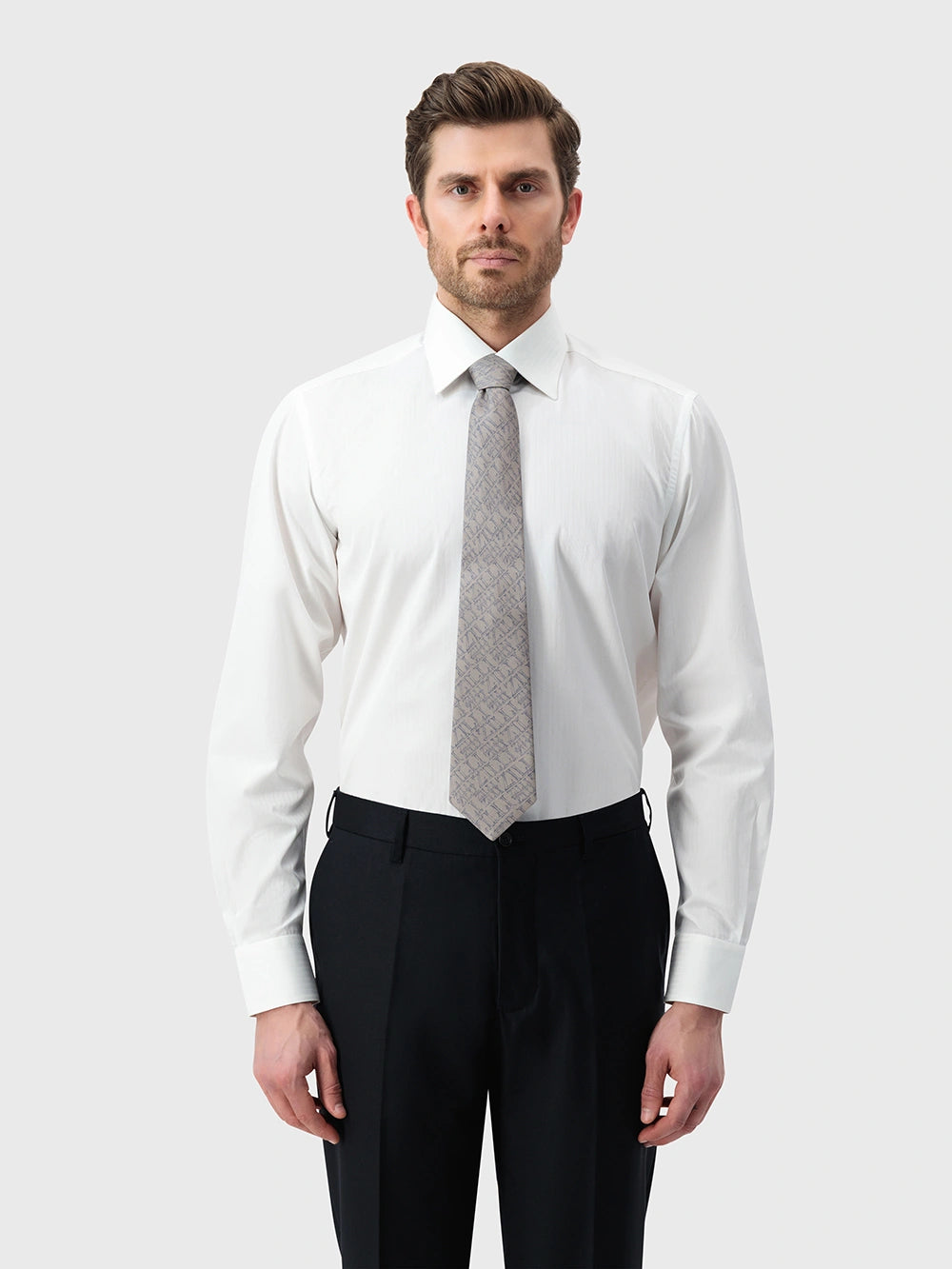 Silk Logo Pattern Tie - Blond Fawn