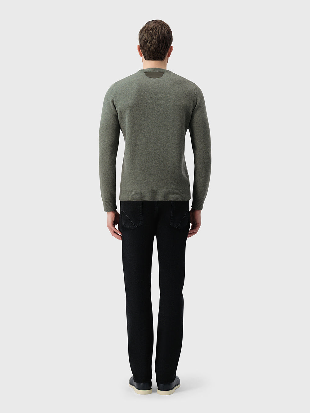 100% Lambswool Pullover with Leather Detail - Winter Eucaliptum