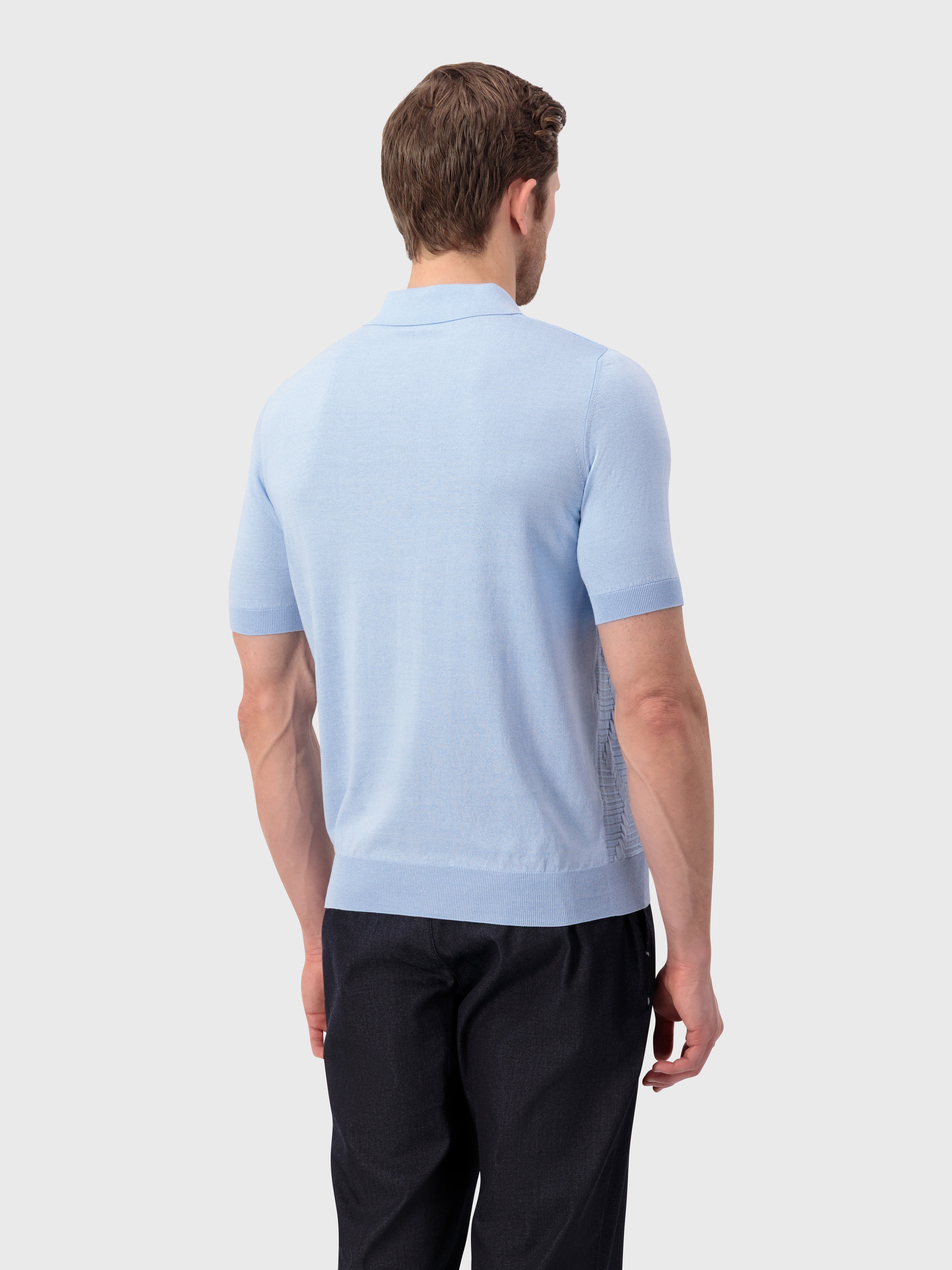 Поло из шелка и хлопка - Оксфордский синий