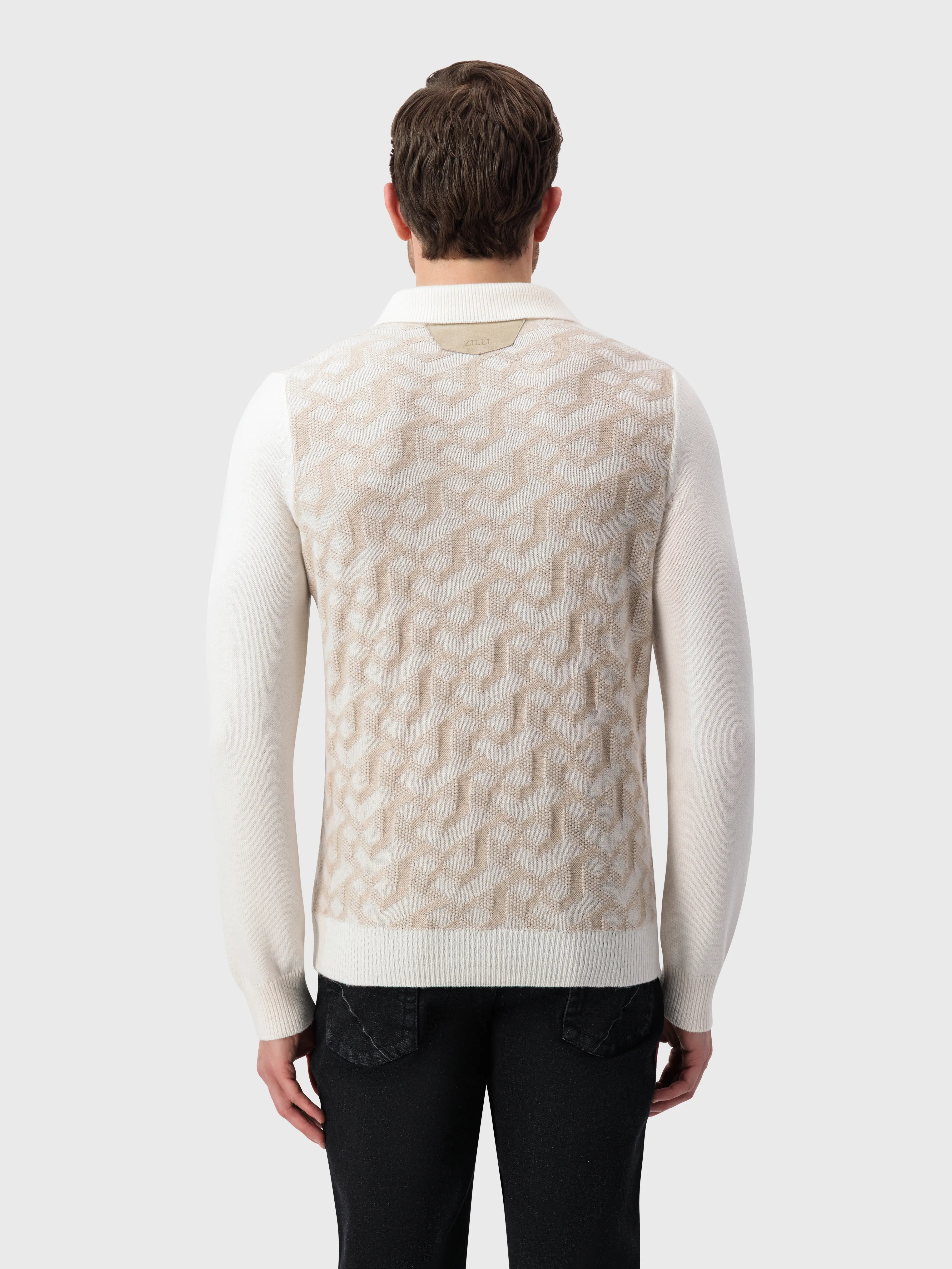 Свитер с графическим рисунком на полузакрытой молнии - Blond Fawn