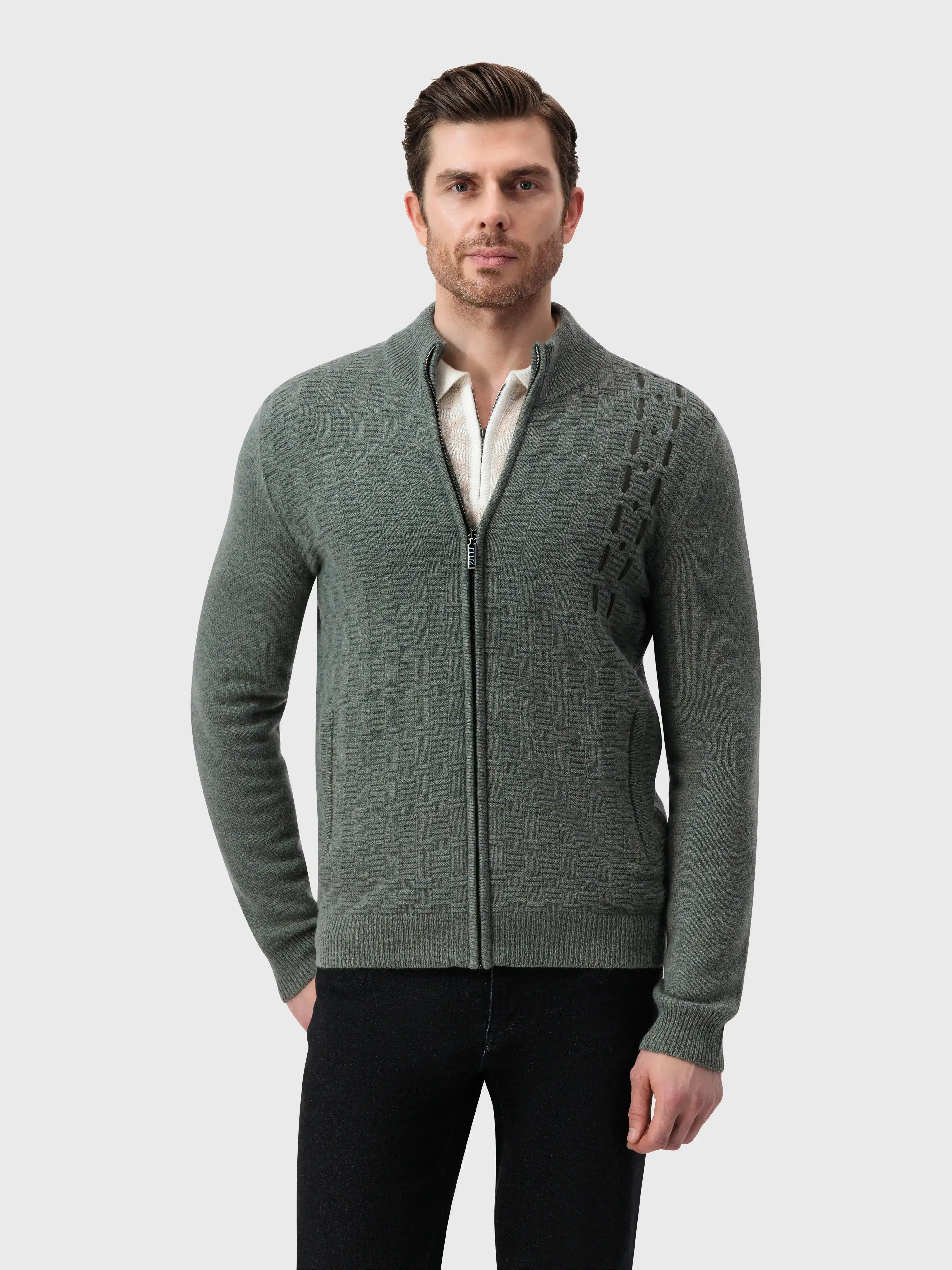 Basket-Weaved Cardigan - Winter Eucaliptum