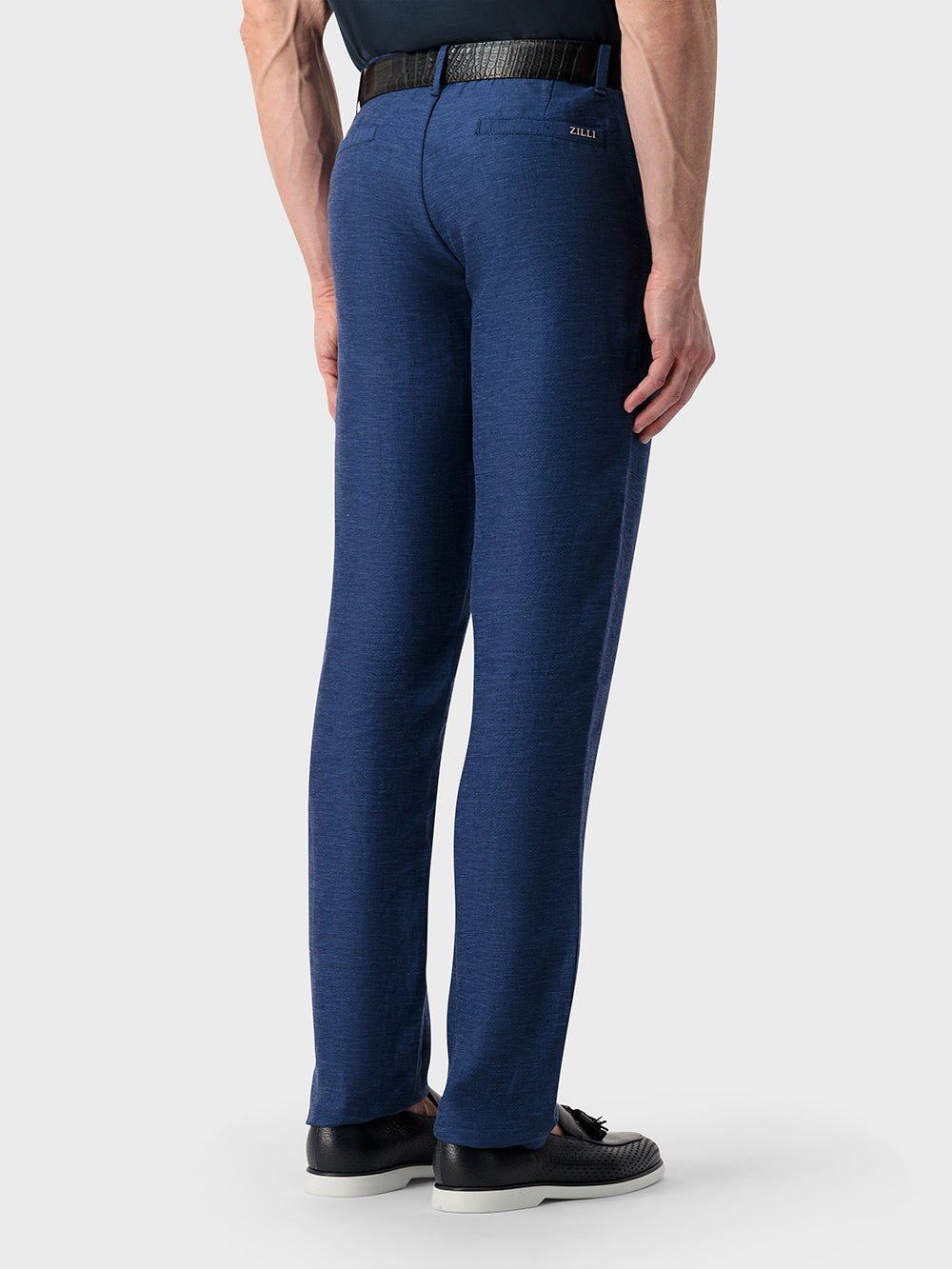 Slim Fit Linen Trousers - Blue Royal