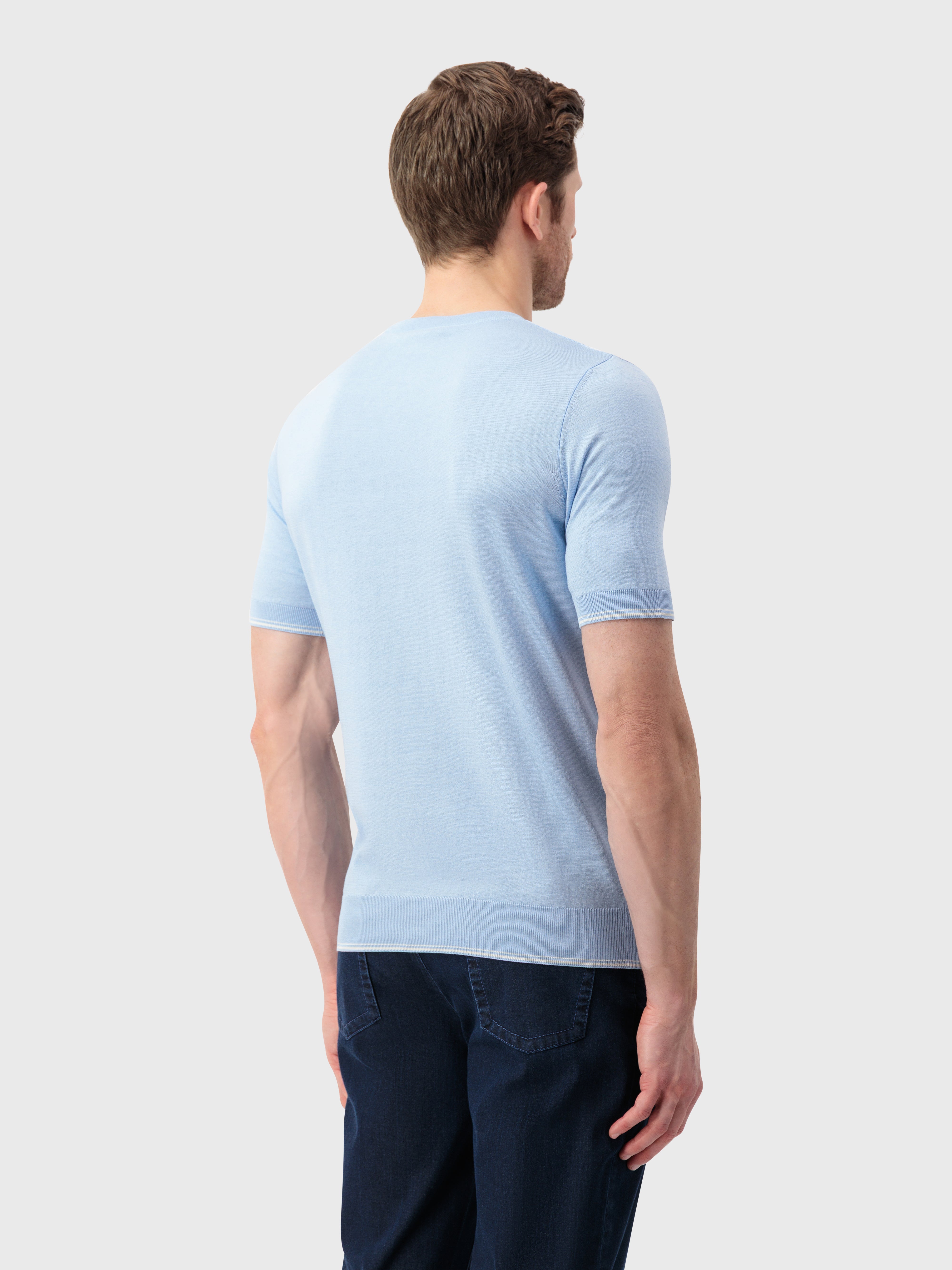 "Basket" Silk and Cotton Knit Shirt - Oxford Blue