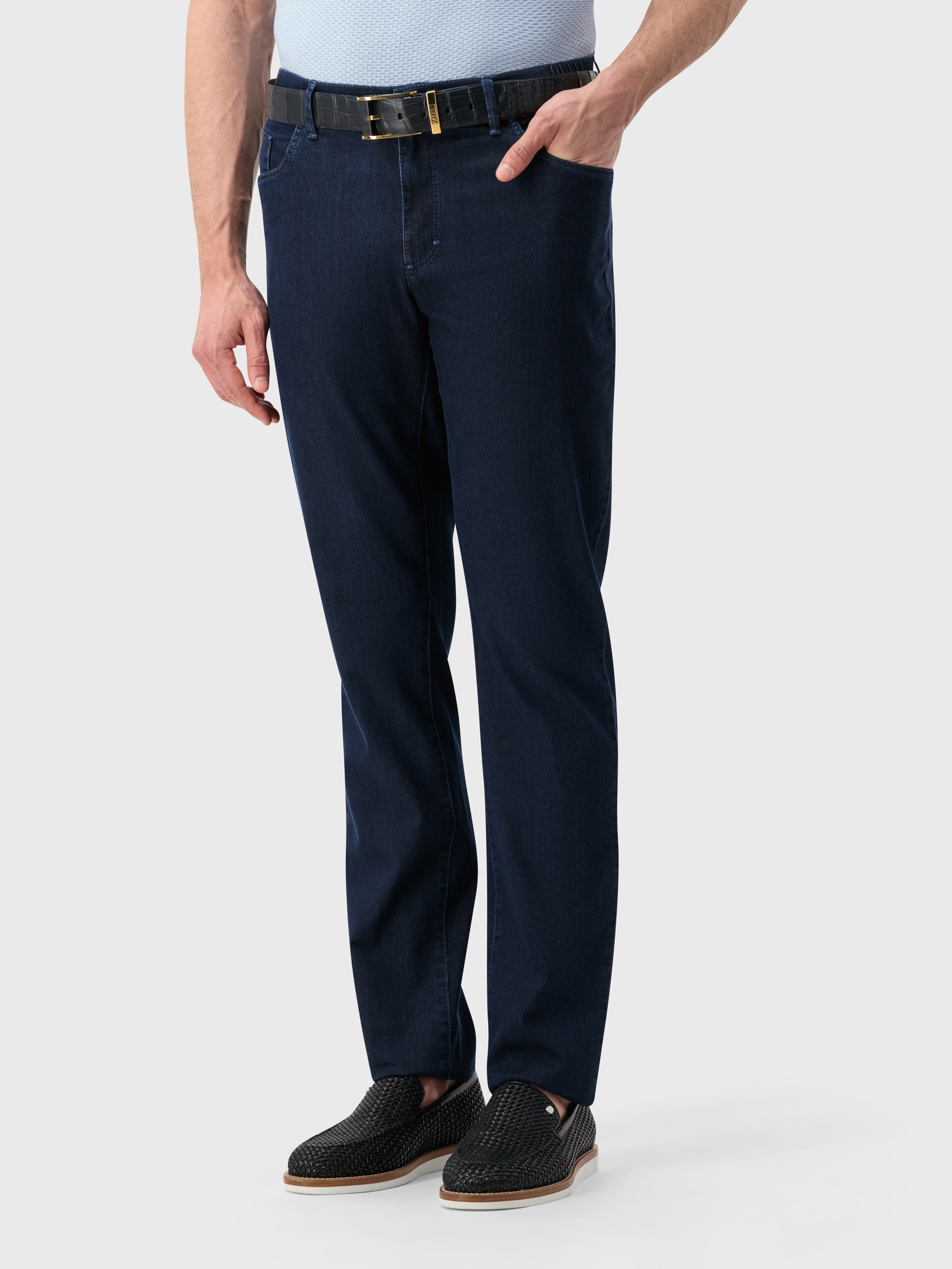 Джинсовые хлопковые брюки с вышивкой ZILLI - Синие джинсы