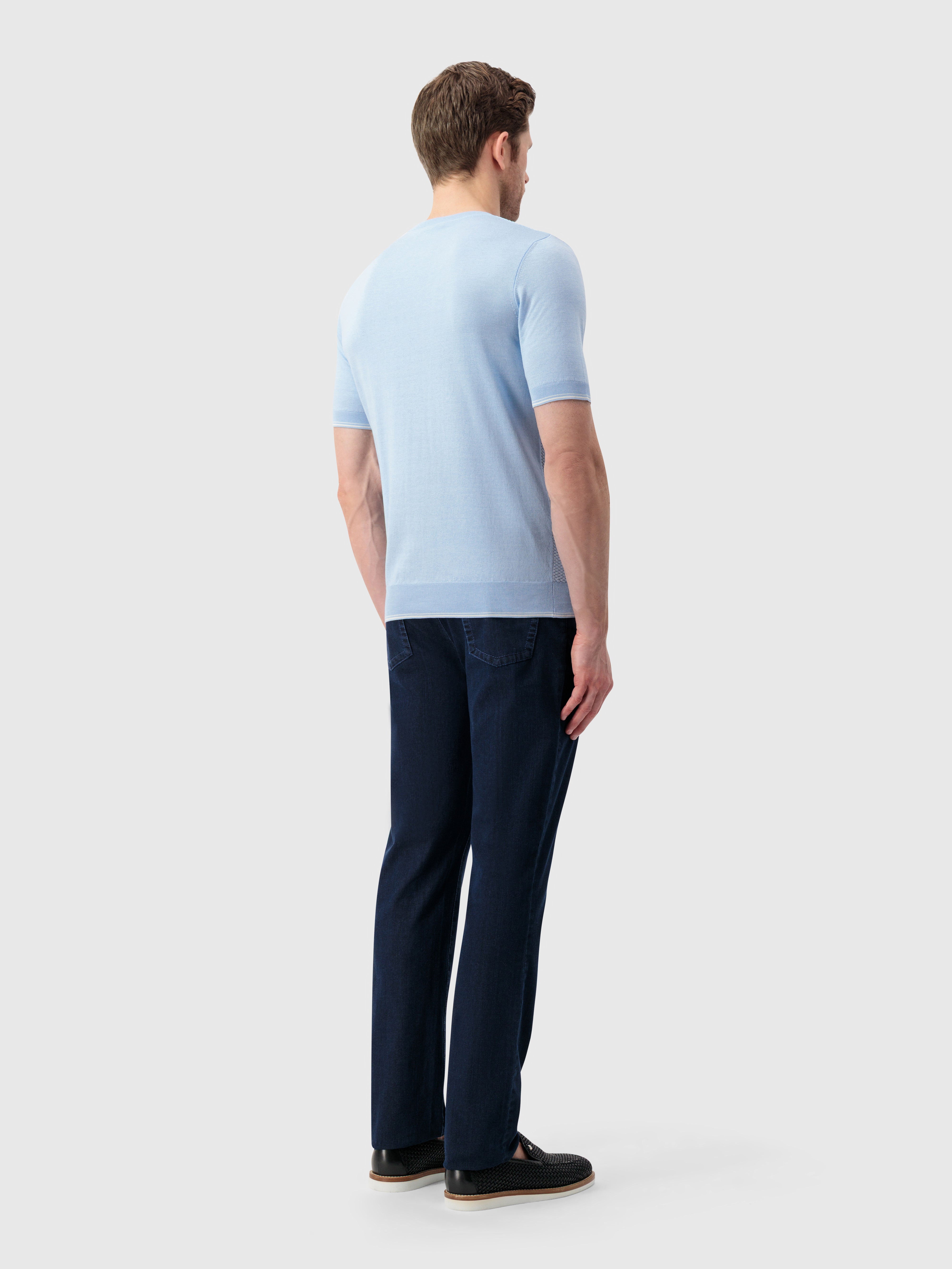 "Basket" Silk and Cotton Knit Shirt - Oxford Blue