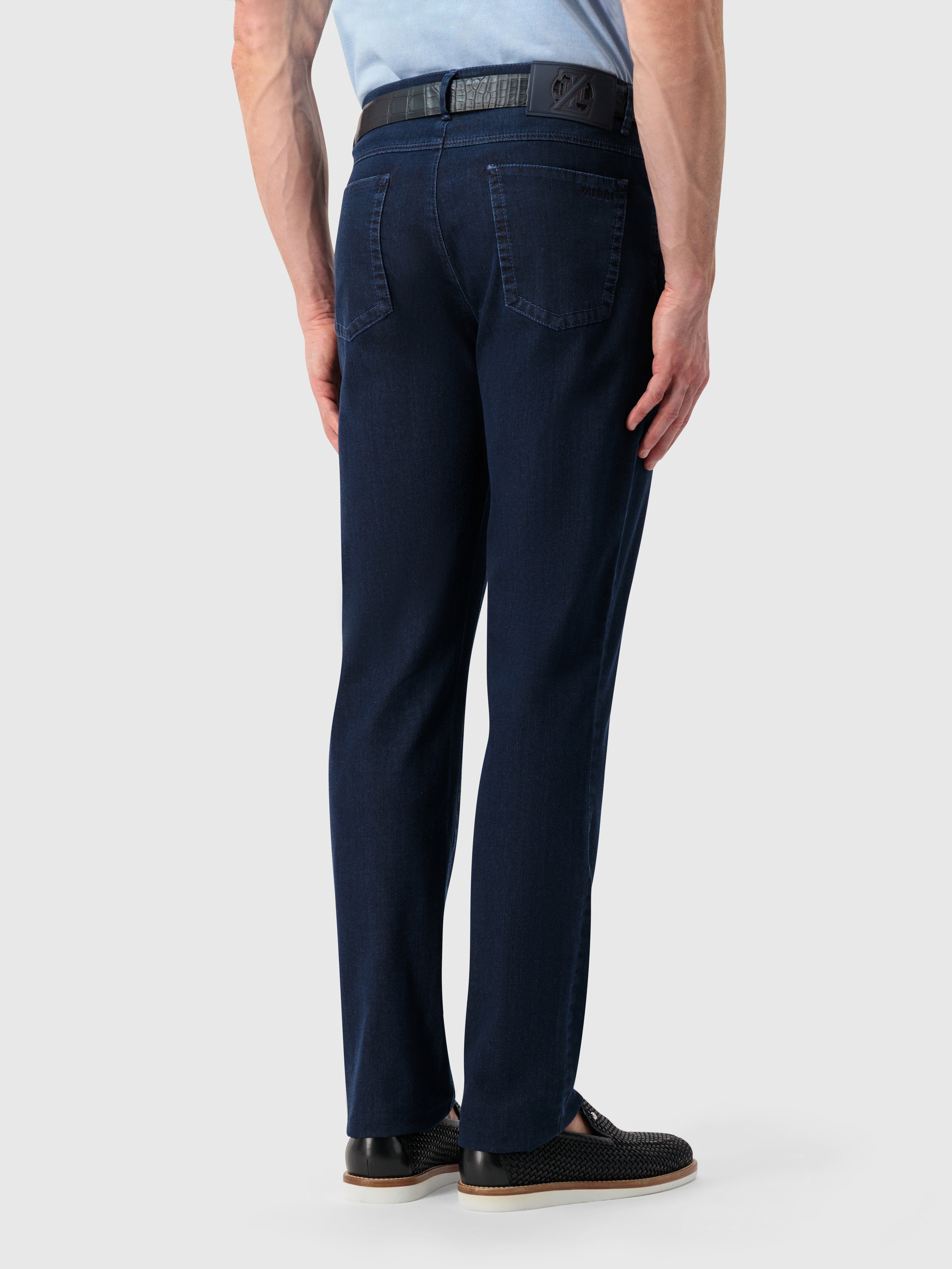 ZILLI Embroidery Denim Cotton Trousers - Blue Jeans