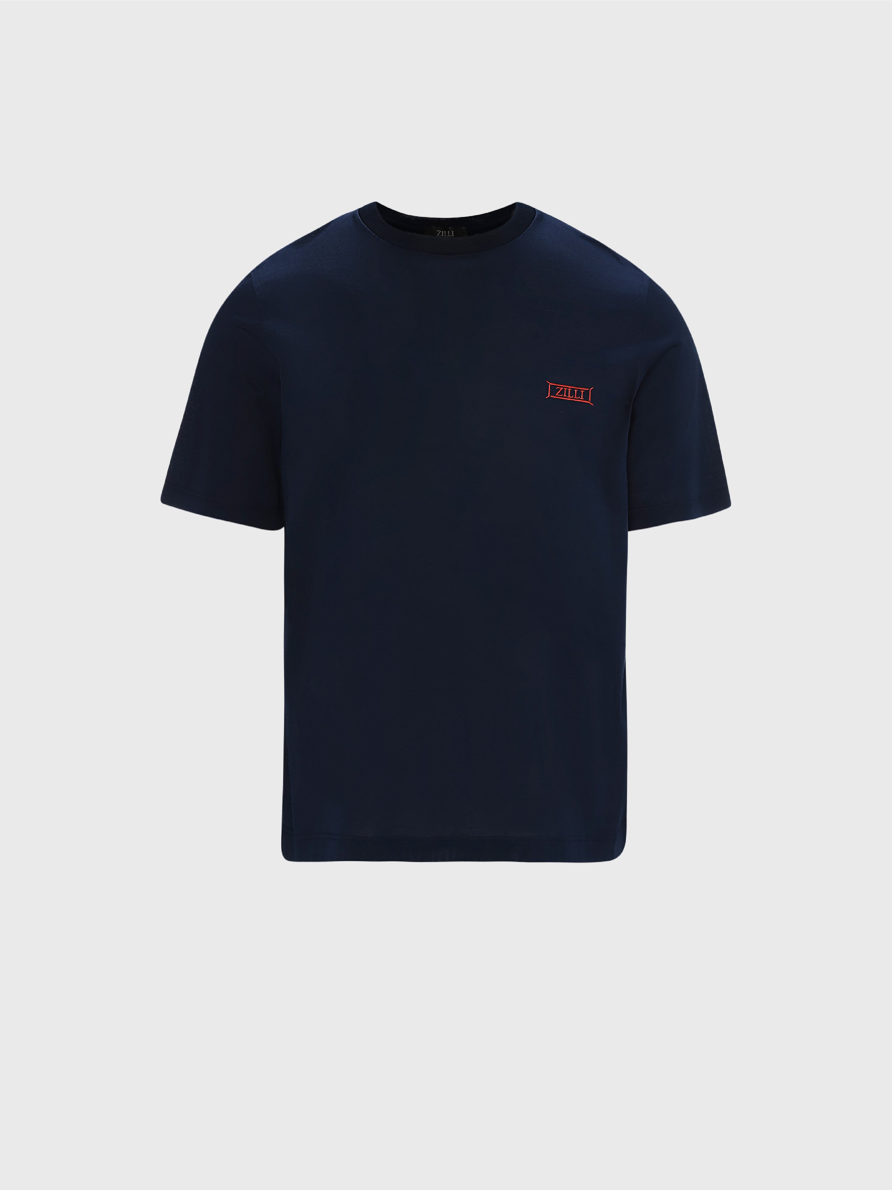 Cotton Round Neck Shirt with Micro Framed Zilli Lettering