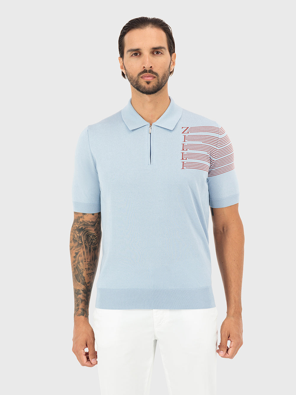 Поло на молнии с надписью Zilli