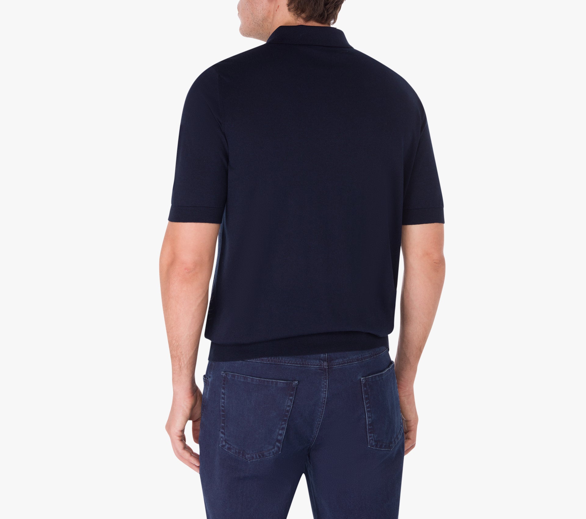 Короткое поло на молнии с узором "Пересечение