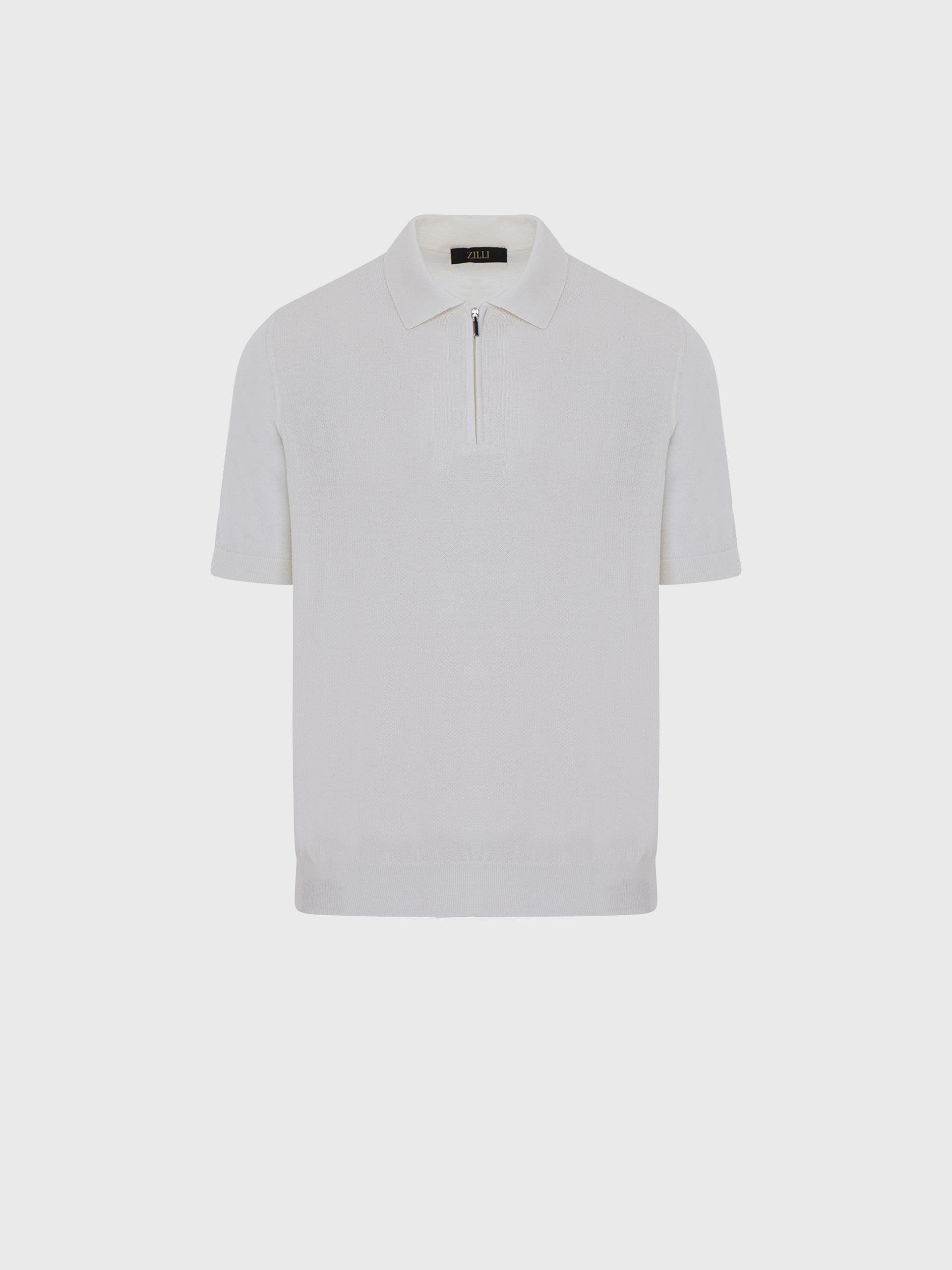 Короткое поло на молнии с узором "Пересечение