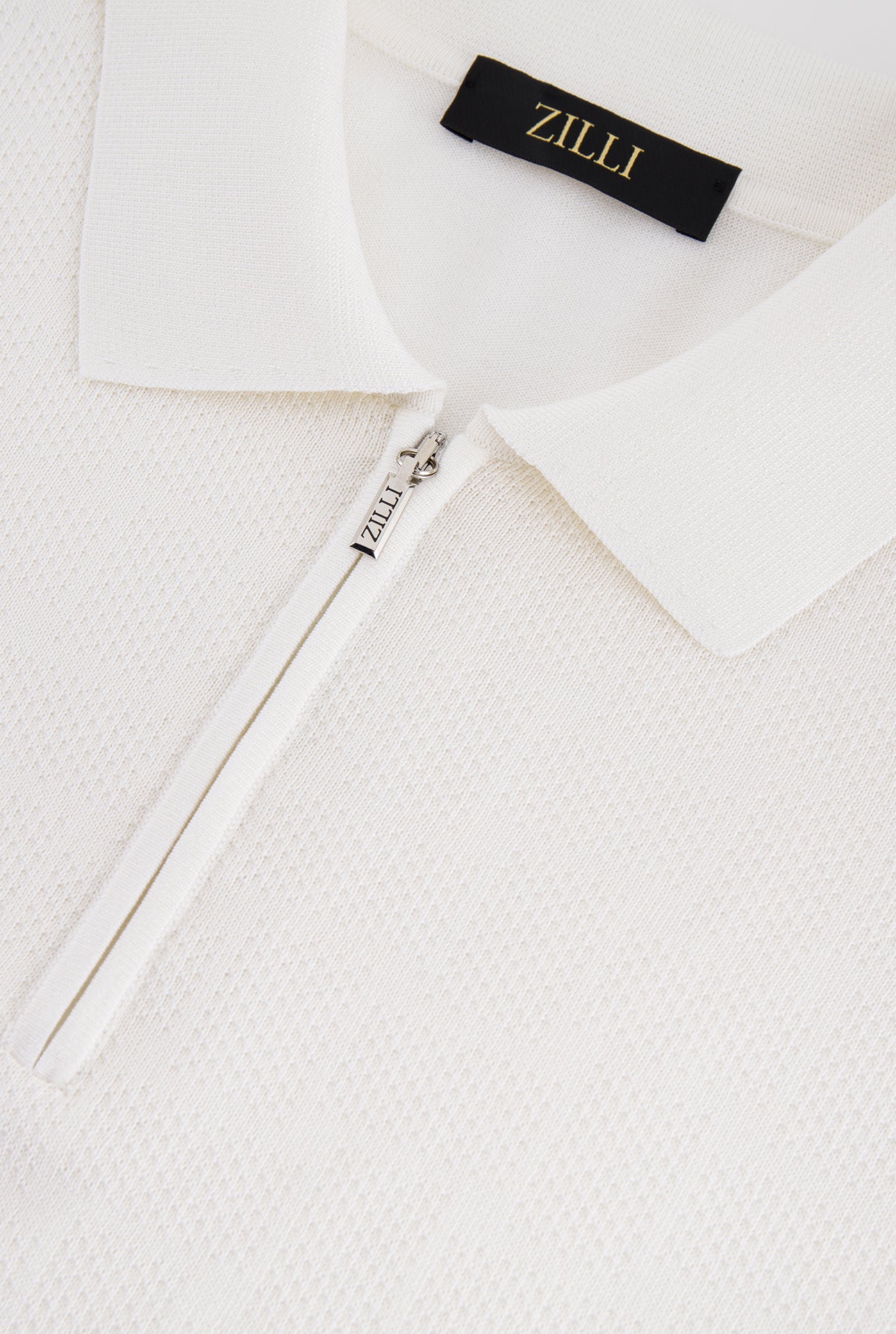 Короткое поло на молнии с узором "Пересечение