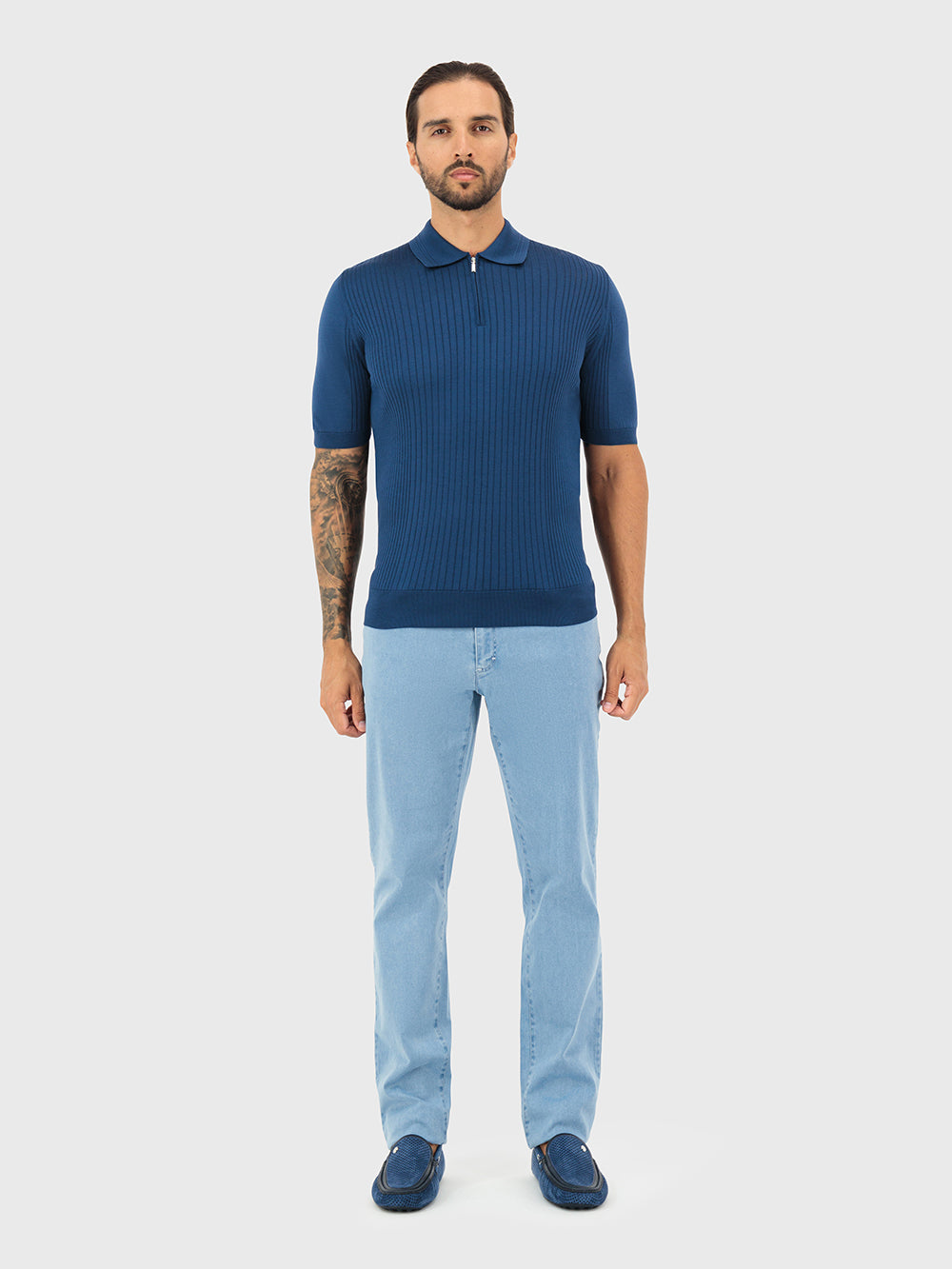 Шелковая рубашка-поло на молнии