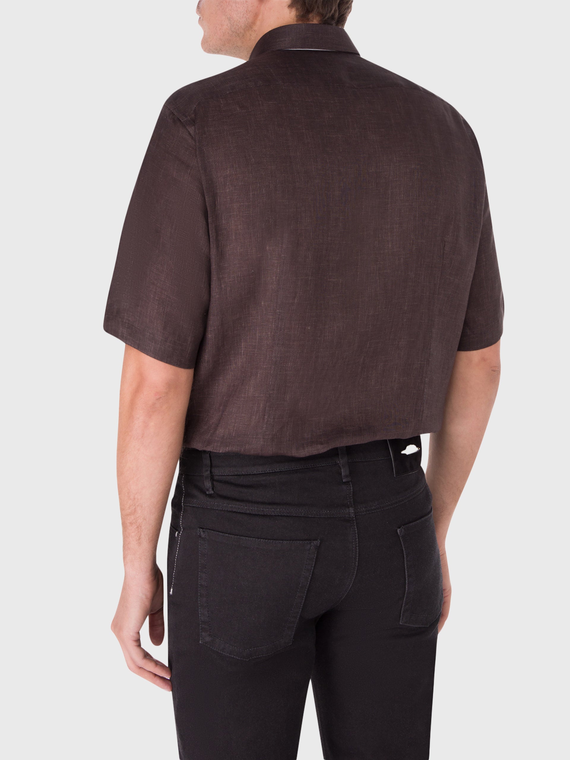 Льняная рубашка с коротким рукавом