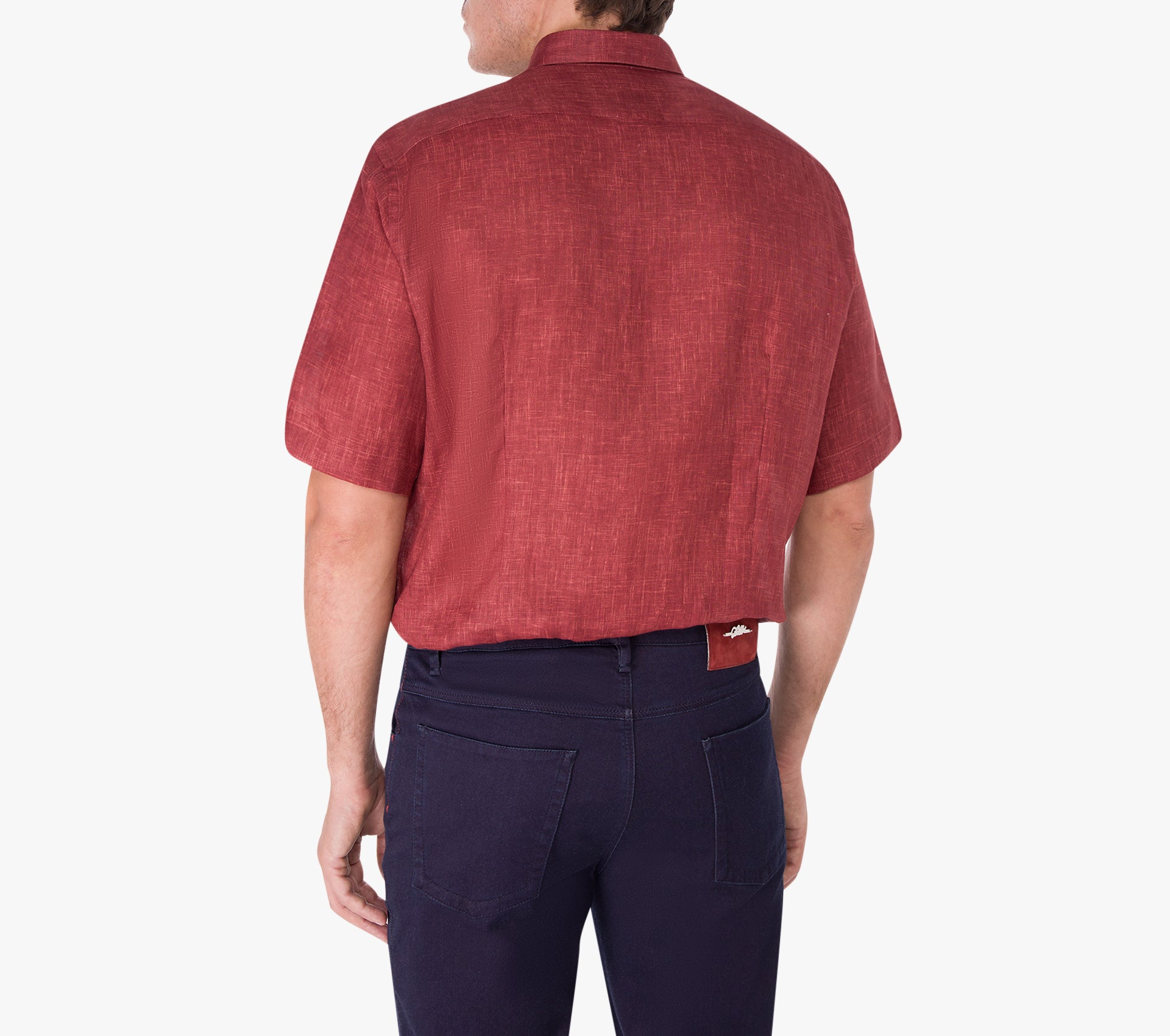 Льняная рубашка с коротким рукавом