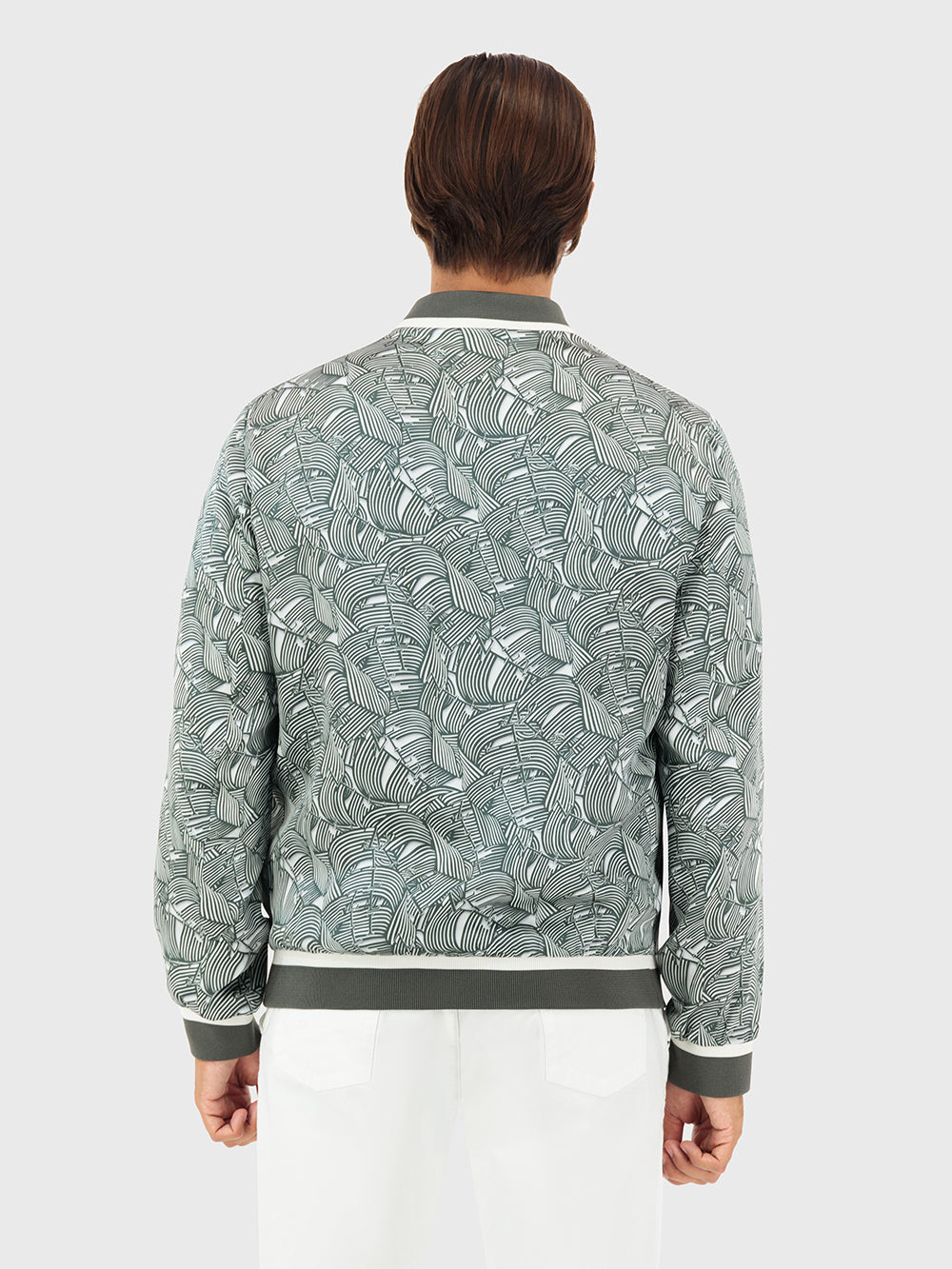 Bomber Jacket in Printed Cinema Band Pattern