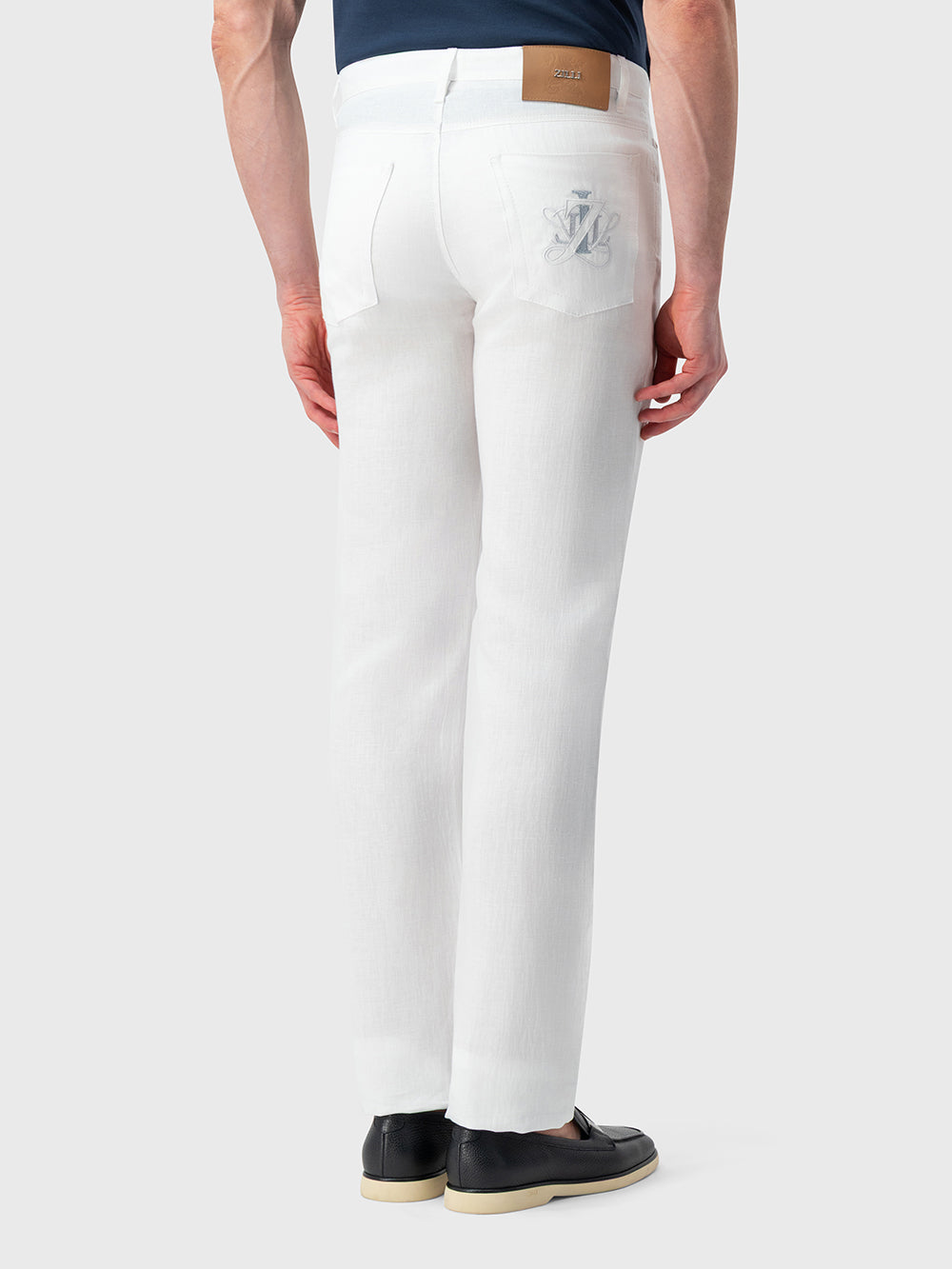 Брюки из льна облегающего кроя — натуральный белый цвет