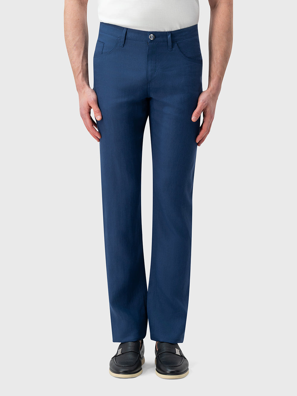 Slim Linen Trousers - Light Periwinkle