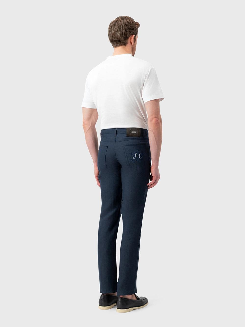 بنطال ضيق من الكتان - أزرق فاتح