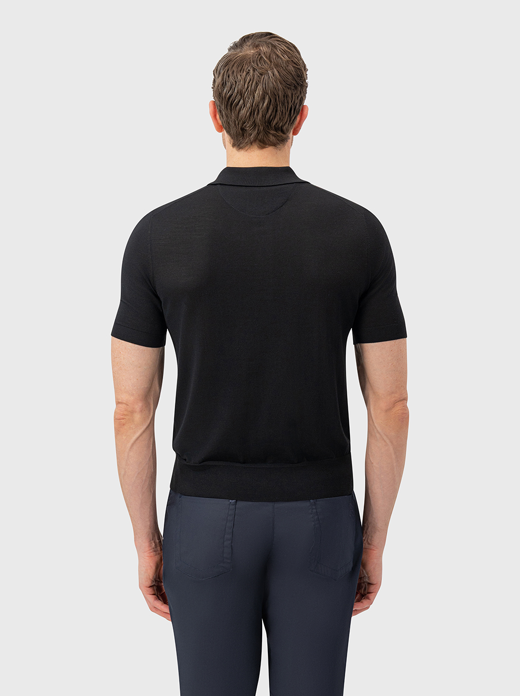 Wool Polo with Lion Cotton Piqué