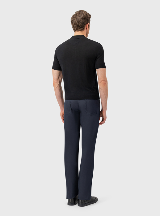 Wool Polo with Lion Cotton Piqué