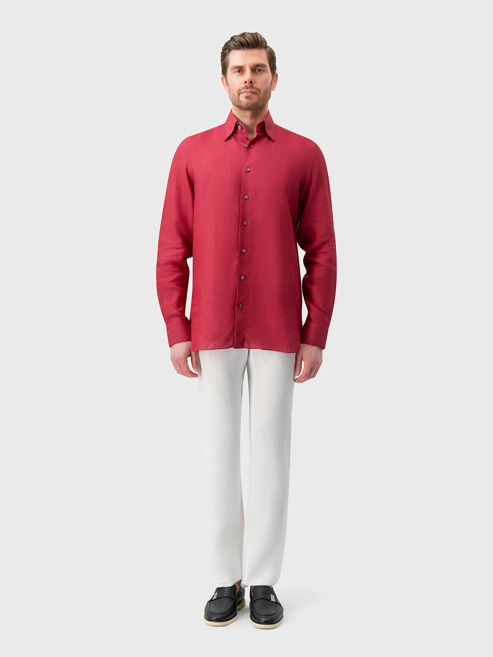 Linen Formal Shirt - Bordeaux