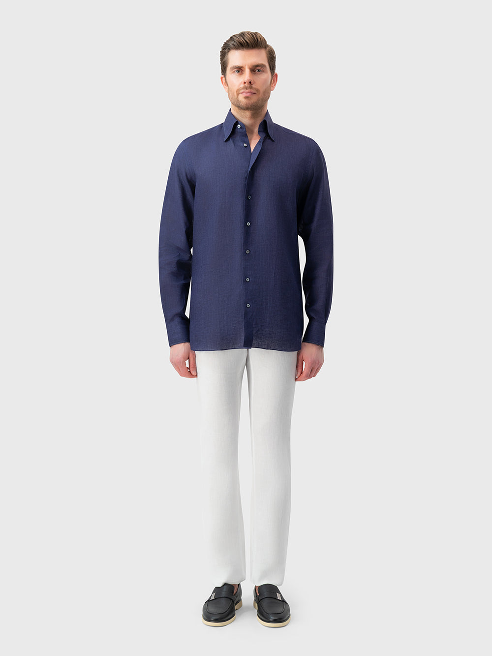 Linen Formal Shirt - Blue Navy