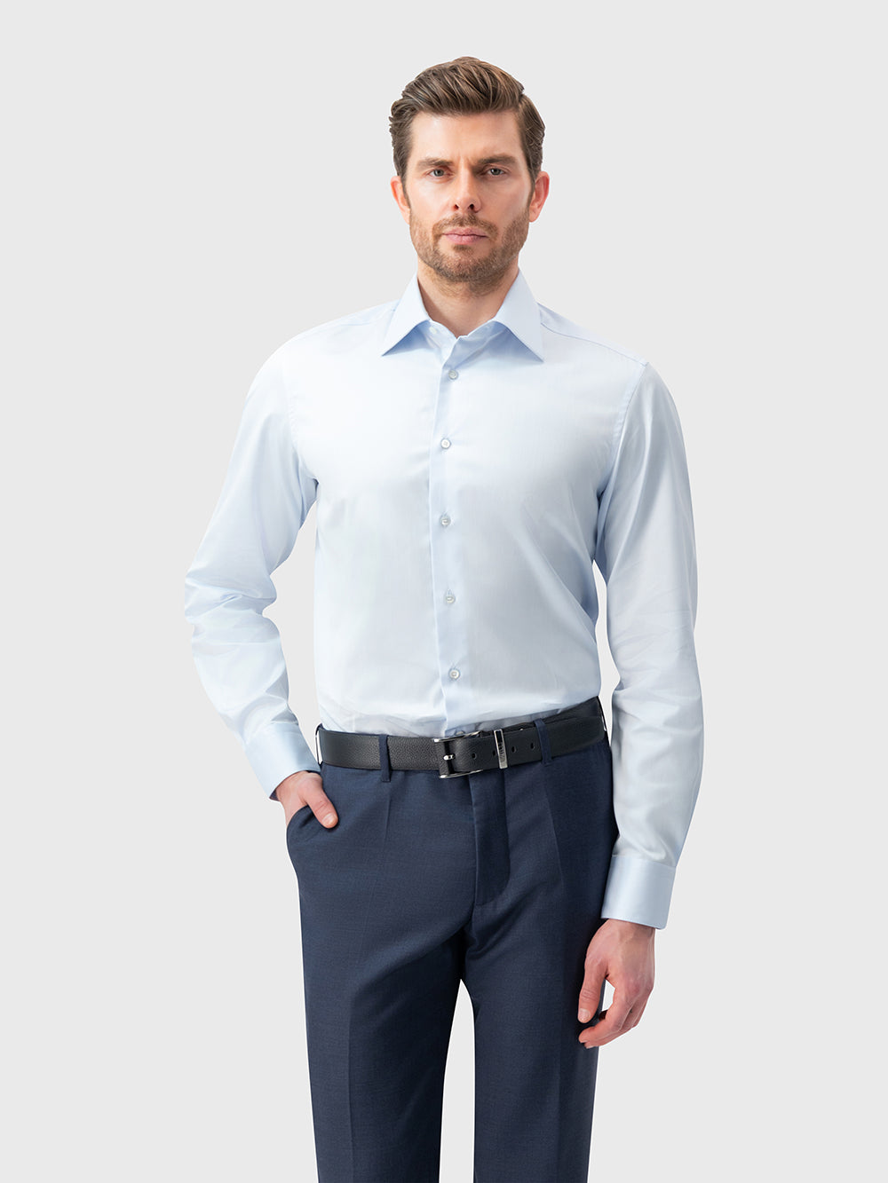 قميص رسمي من قطن سي آيلاند - أزرق معدني