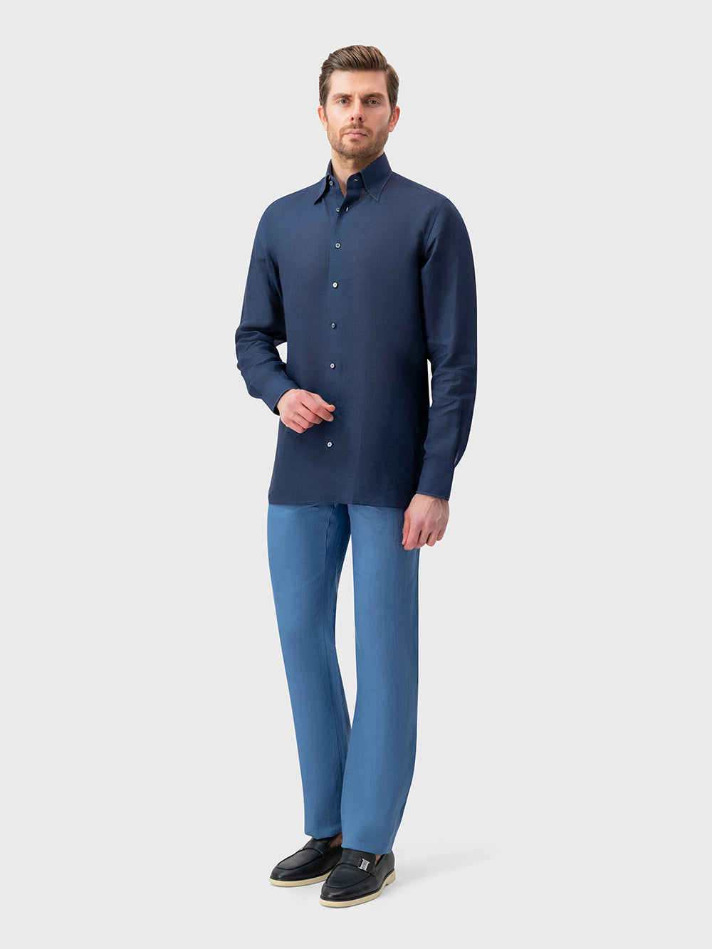 Linen Formal Shirt - Dark Navy