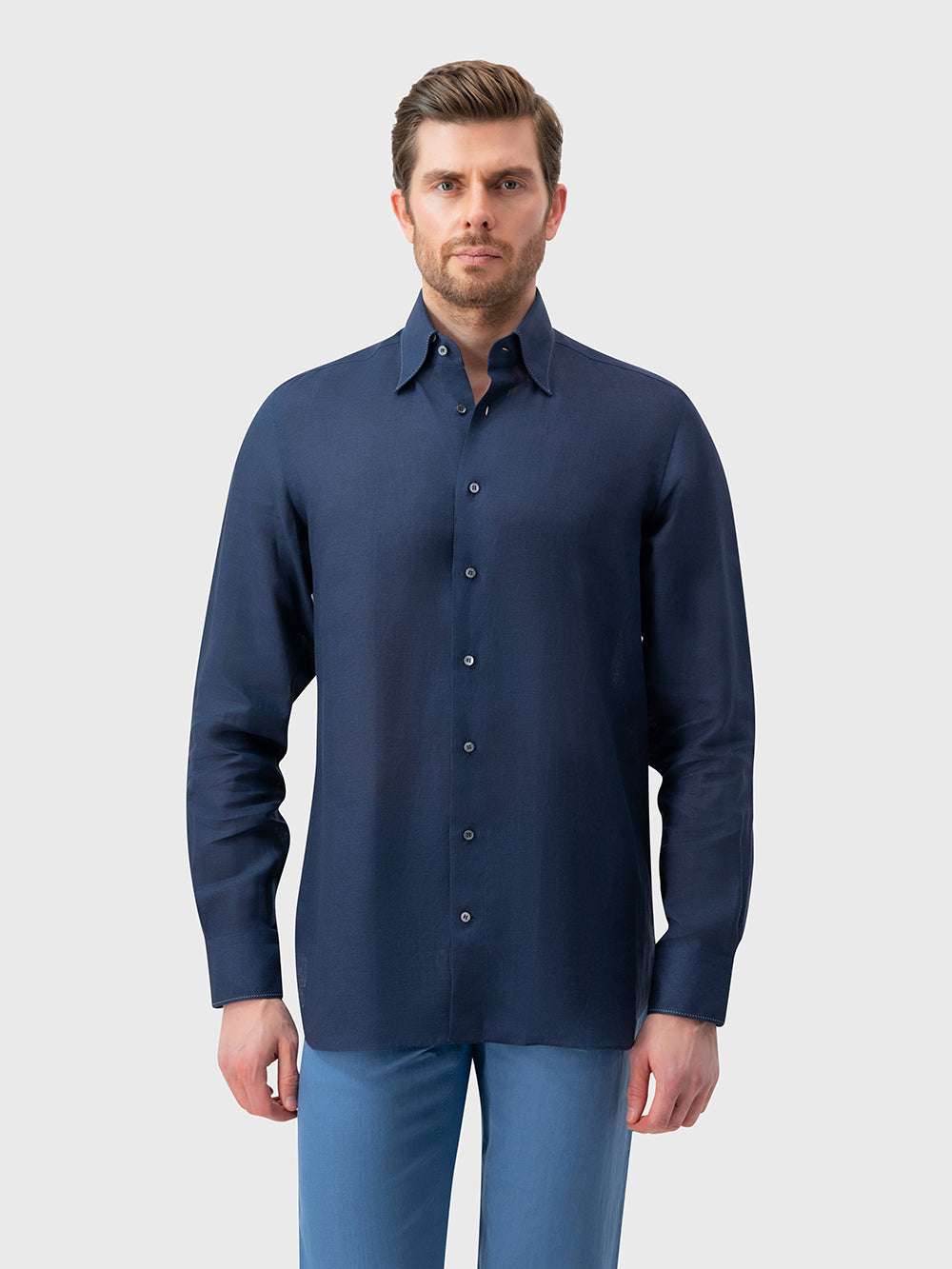 Linen Formal Shirt - Dark Navy