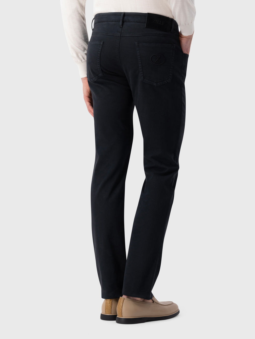 Denim Jean with ZILLI Embroidered Back Pocket - Black