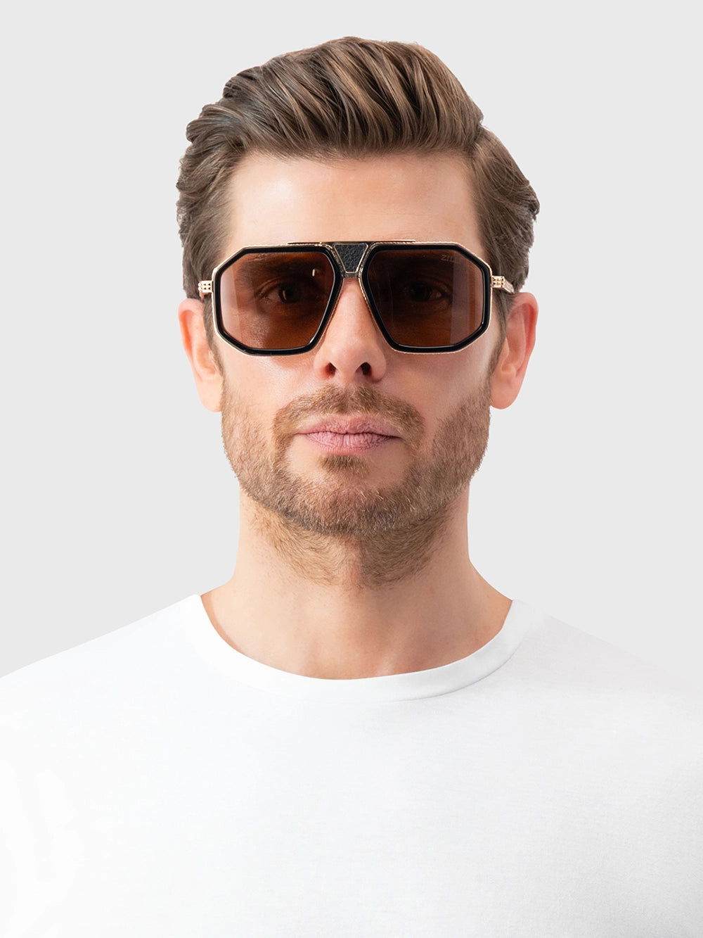 超大号方形Navigator太阳镜 - 黑金款