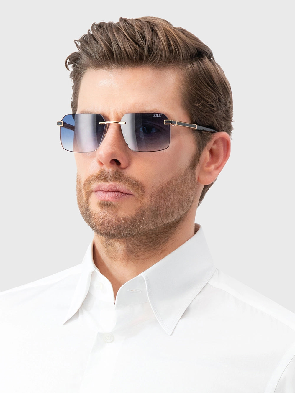 Rimless Aviator Shield Sunglasses - Gold