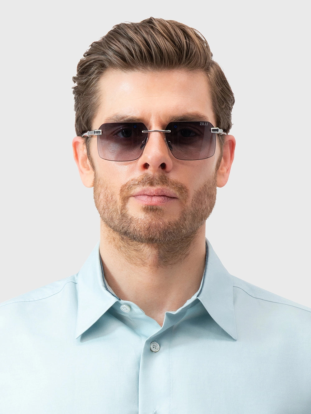 无框飞行员太阳镜 - 褪色蓝