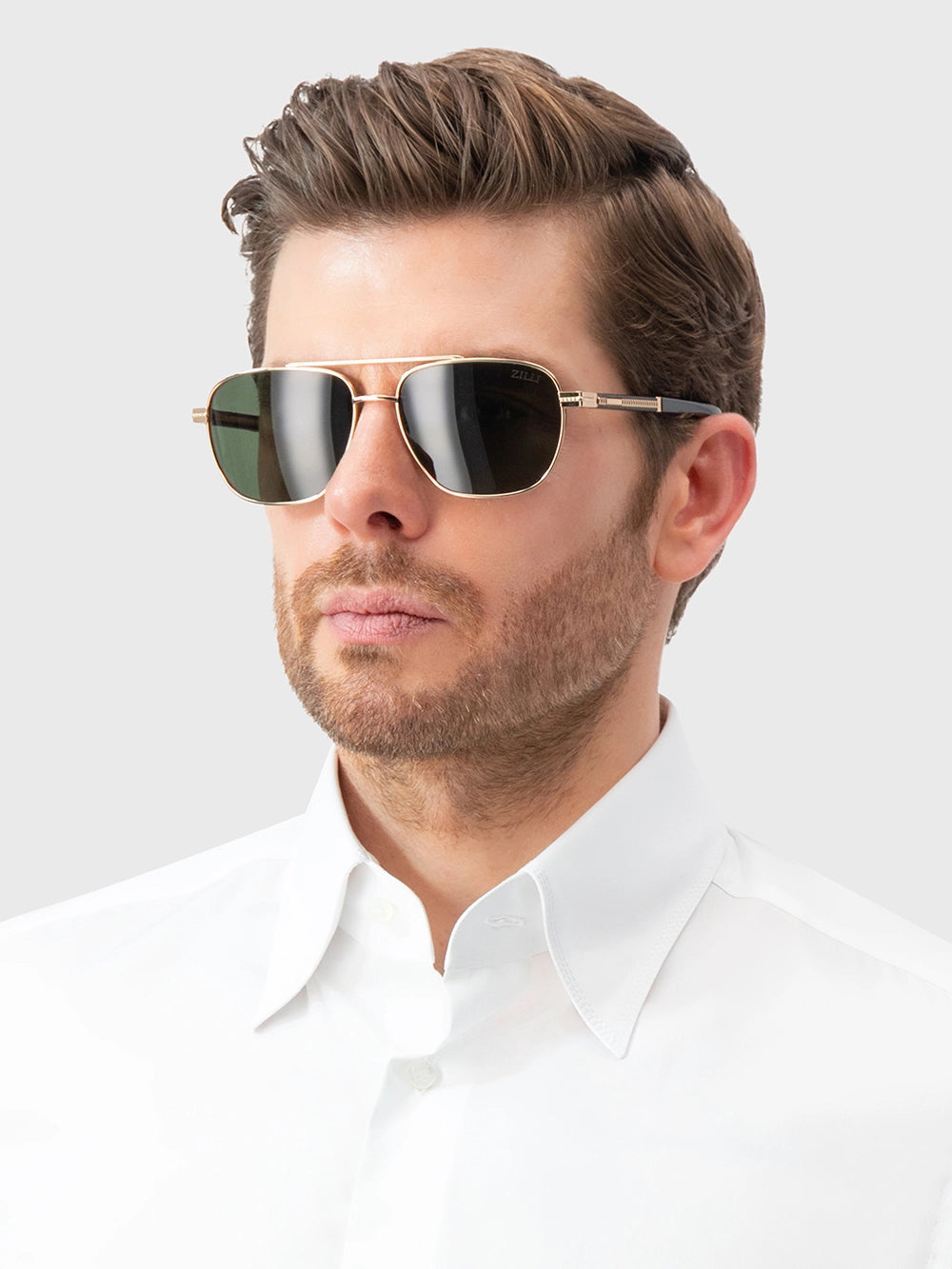 Square Aviator Sunglasses - Gold Temple