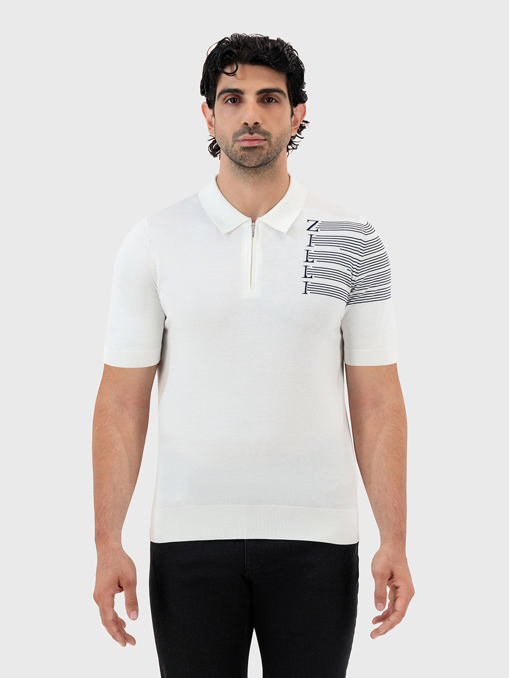 Поло на молнии с надписью Zilli