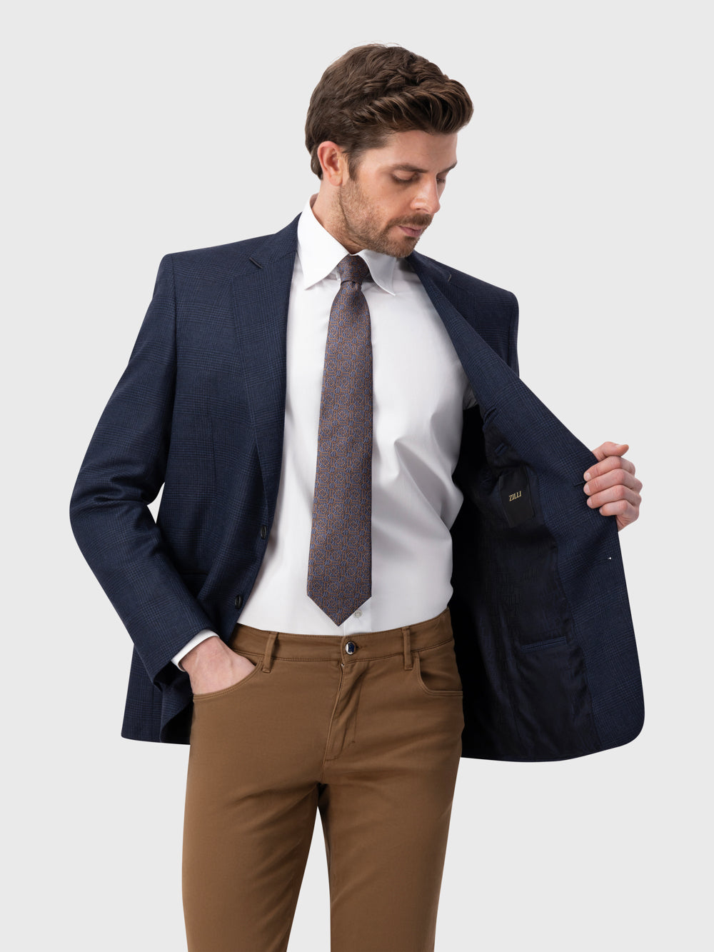 Paris Glen Check - Wool Jacket - Periwinkle