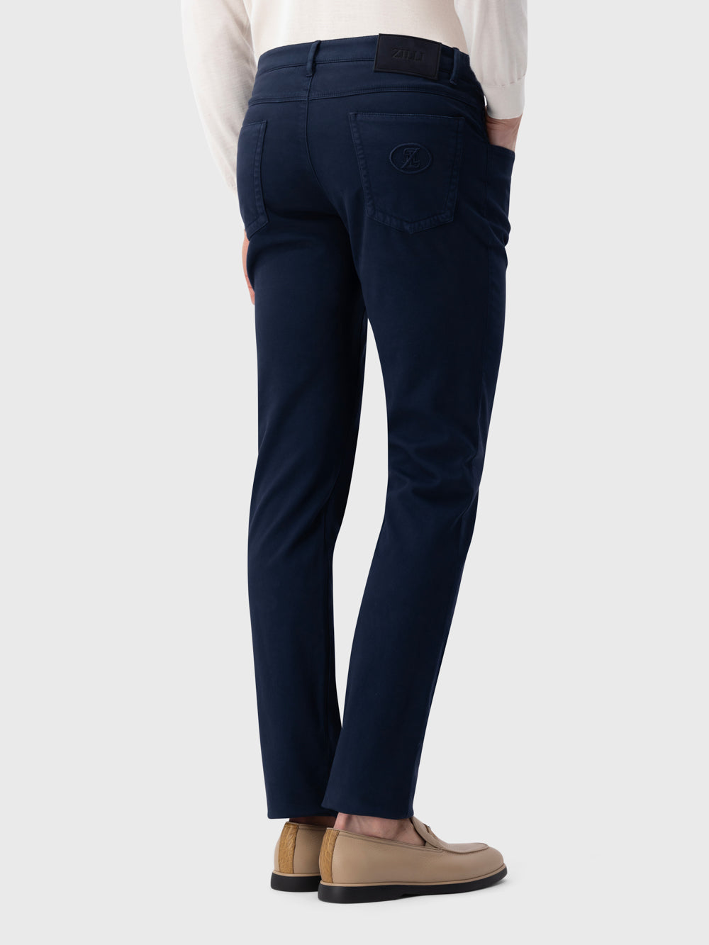 Denim Jean with ZILLI Embroidered Back Pocket - Dark Navy
