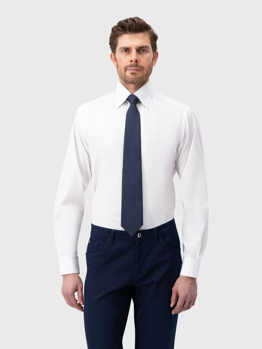 Silk Pin Dot Tie - Dark Navy