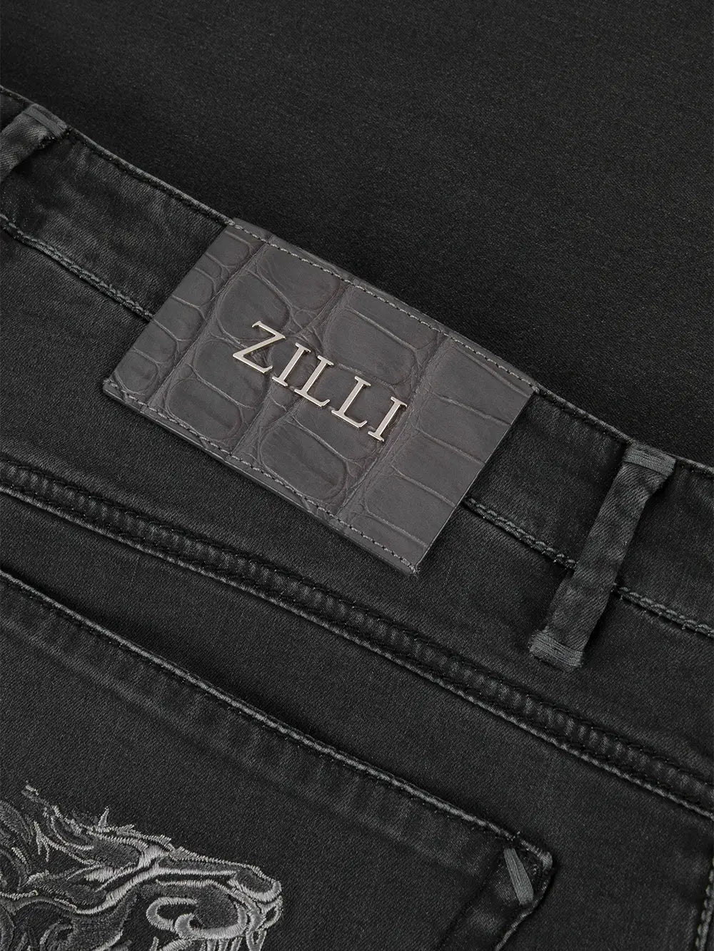 Джинсы Zilli Slim Fit с нашивкой из кожи аллигатора