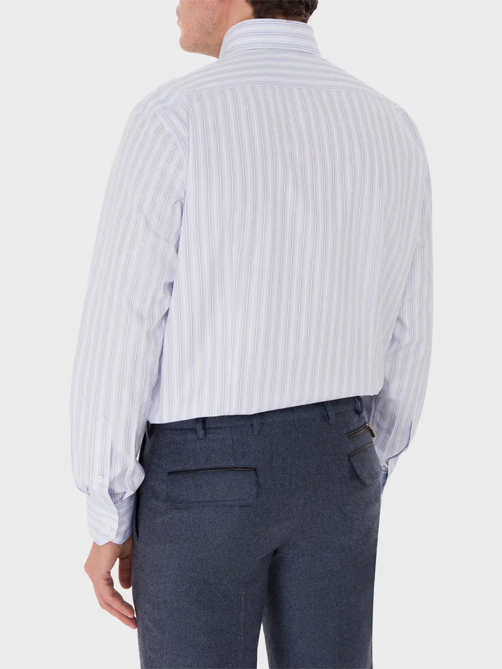 Белая и небесно-голубая деловая рубашка в полоску