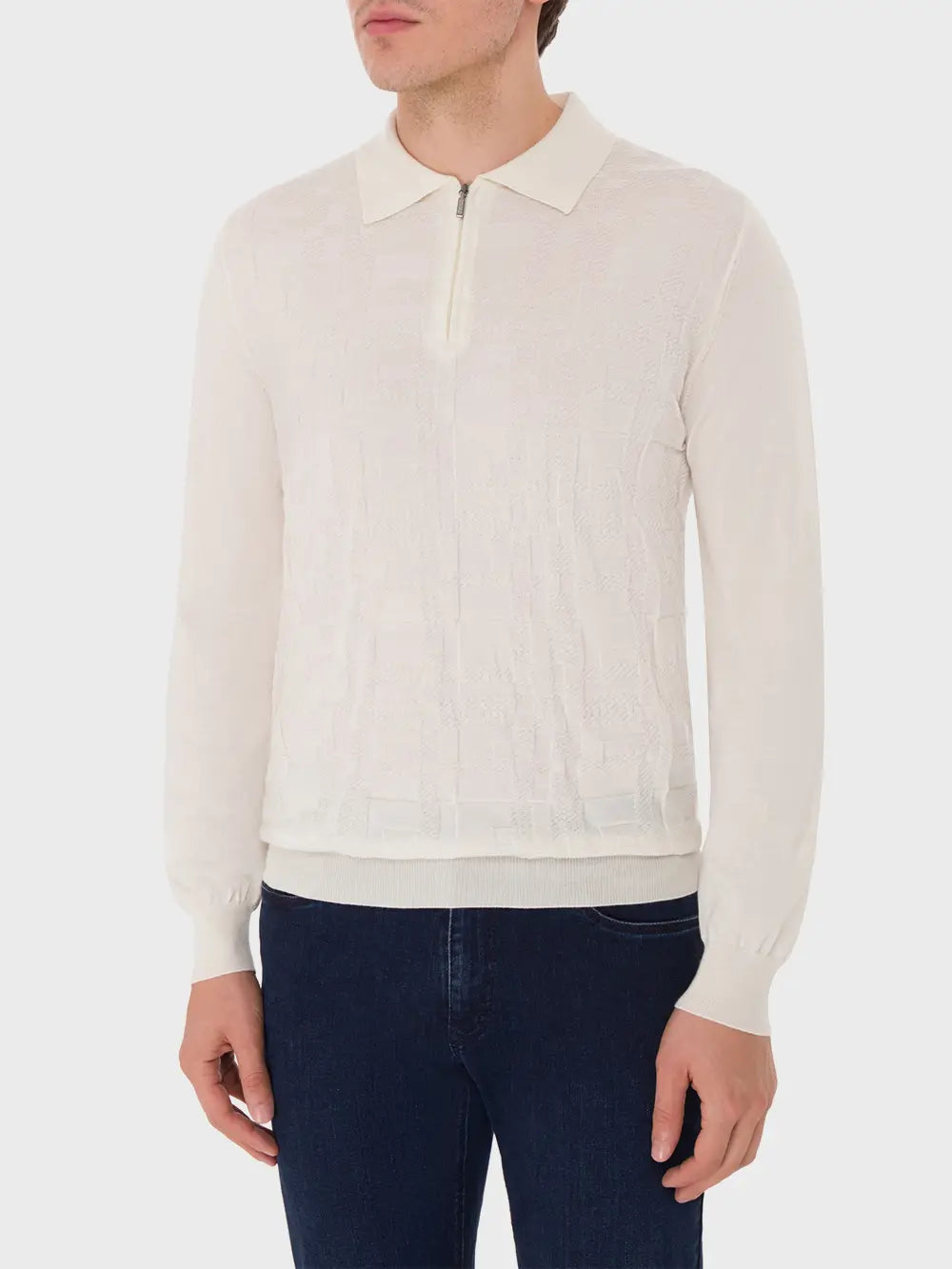 Поло на молнии с длинным рукавом