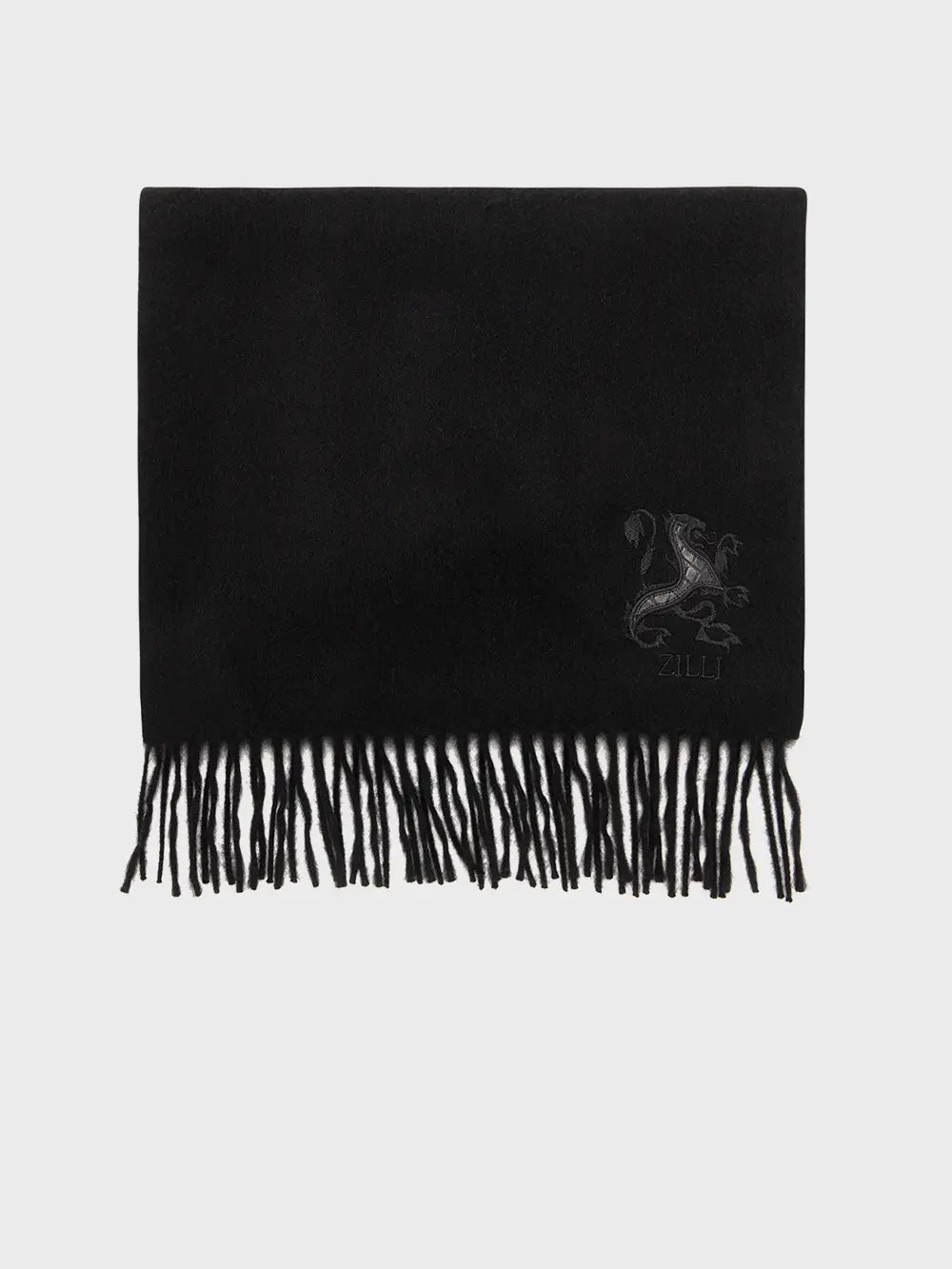 Шарф с бахромой и вышивкой льва