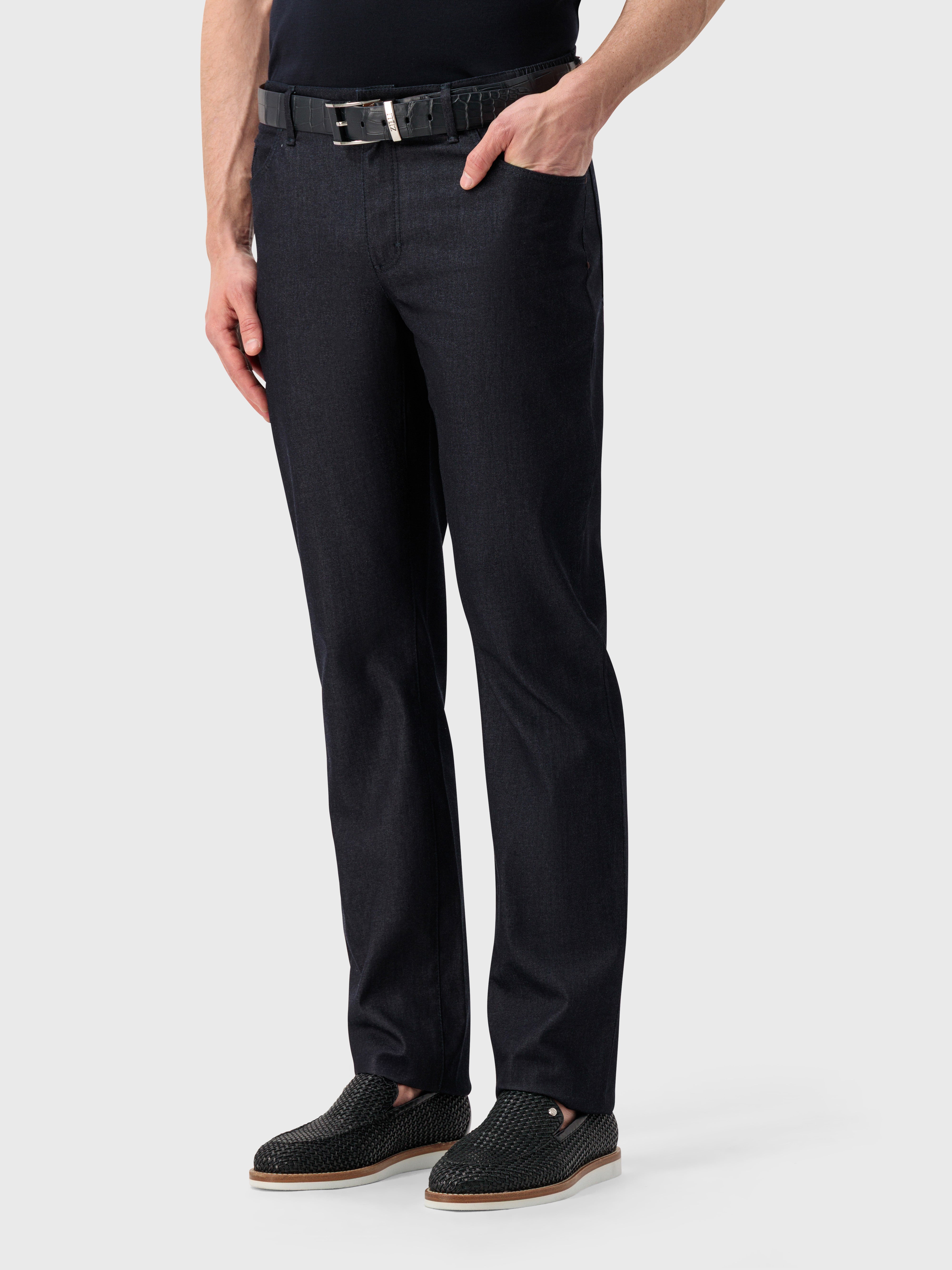 Хлопковые брюки из денима с вышивкой ZILLI - Синий морской