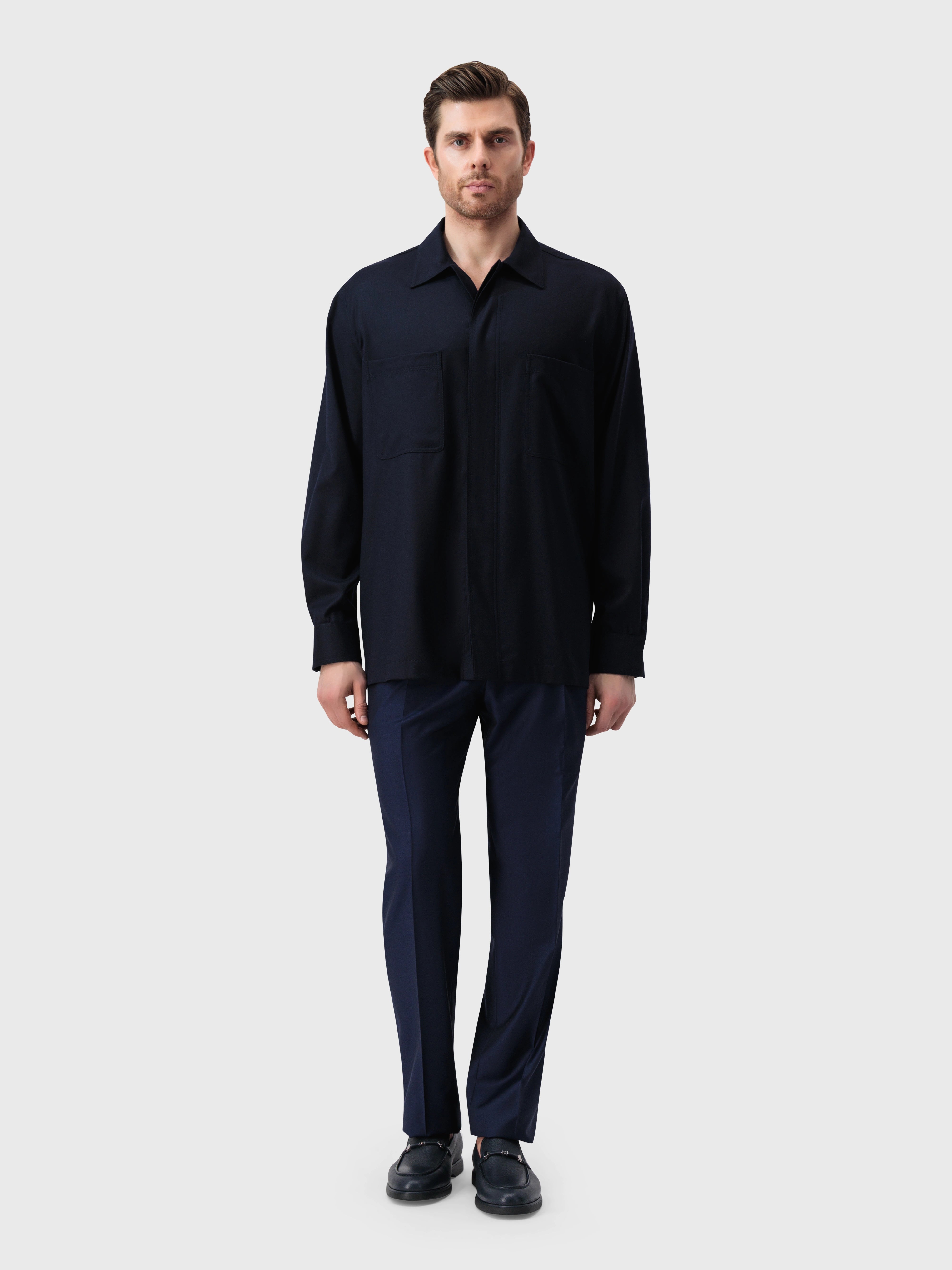 Pocket Subtly Boxy Shirt - Dark Navy