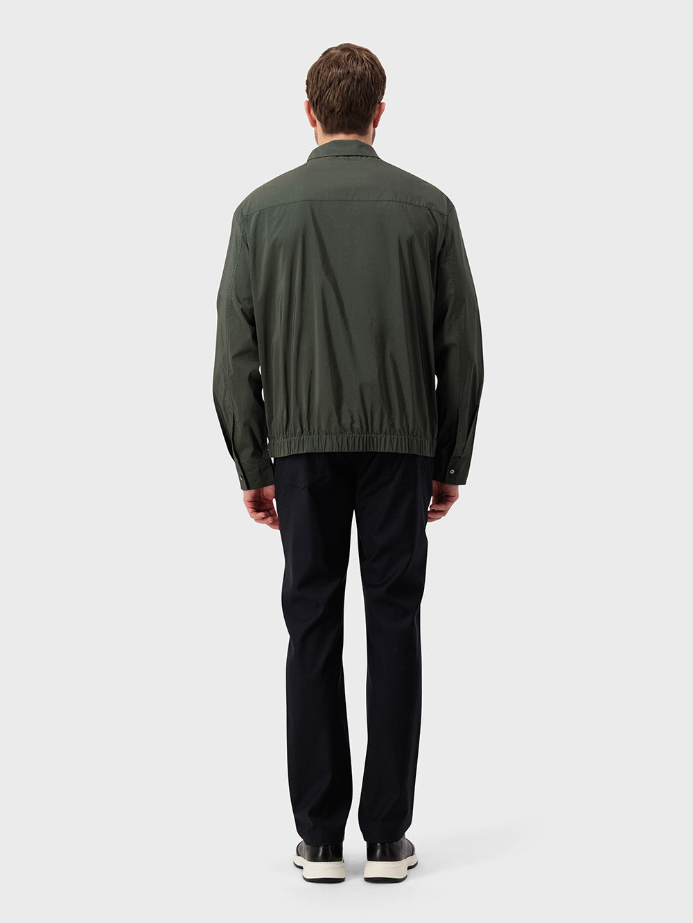 Куртка-бомбер с одним отложным воротником - глубокий военный