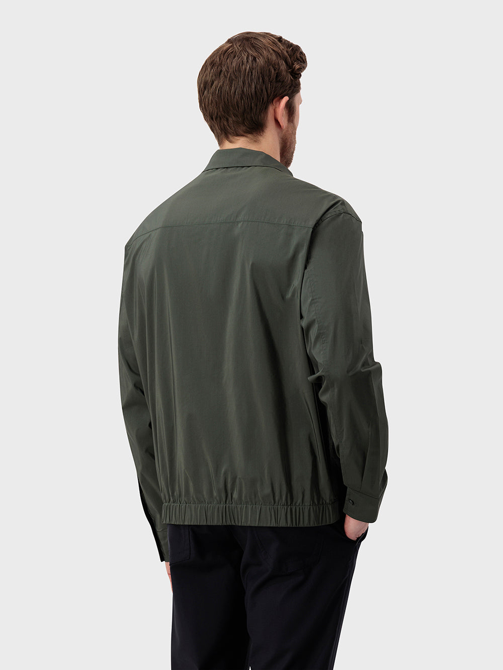 Куртка-бомбер с одним отложным воротником - глубокий военный